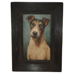Antiker Jack Russel Hund Ölgemälde