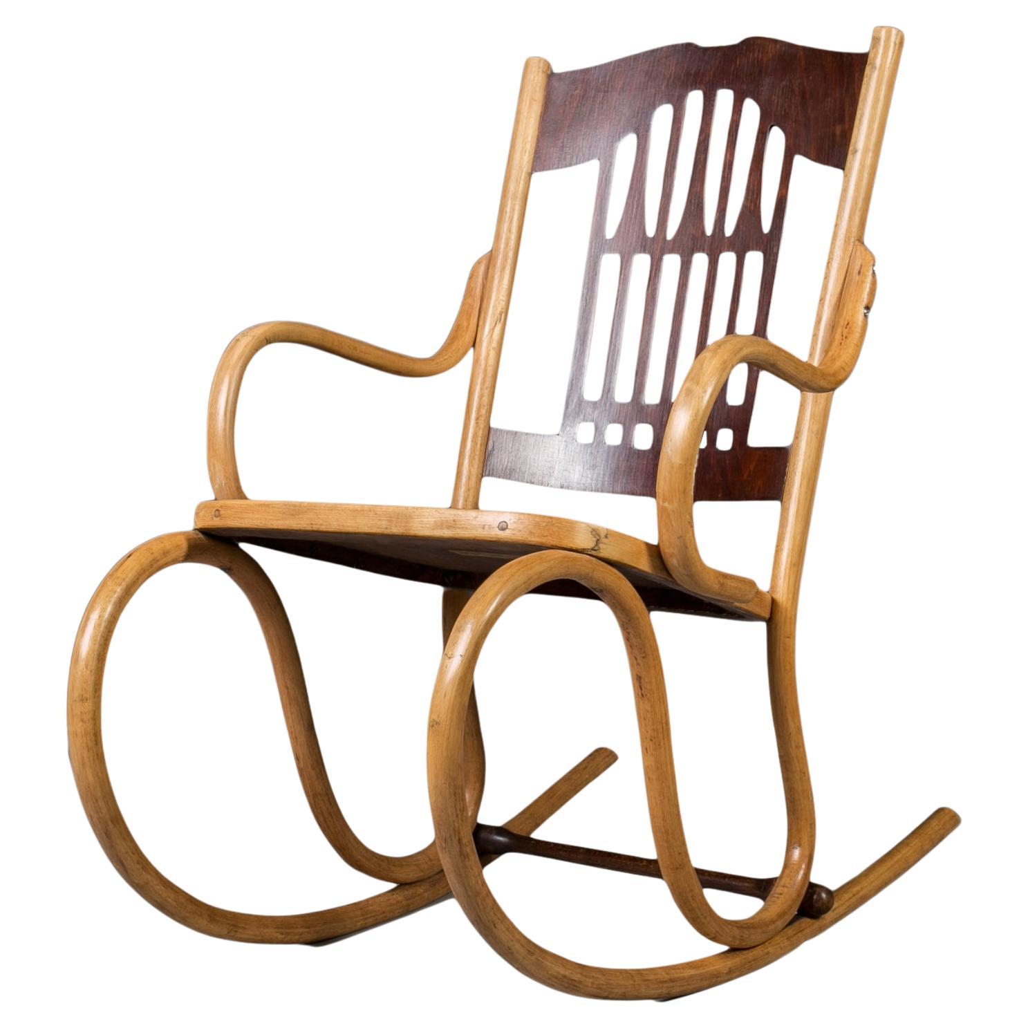 Antique Jacob & Josef Kohn Rocking Chair, Art Nouveau Design, Bentwood, Restored