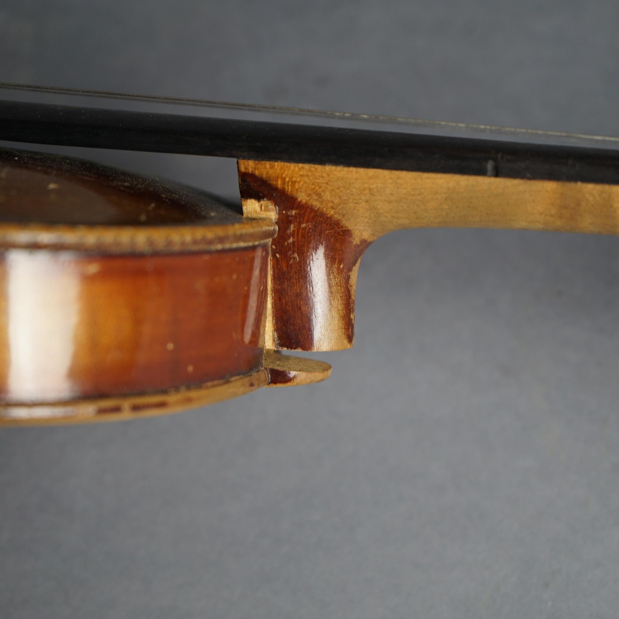 Antique Jacob Strainer Violin, Bow & Case, 19th C For Sale 5