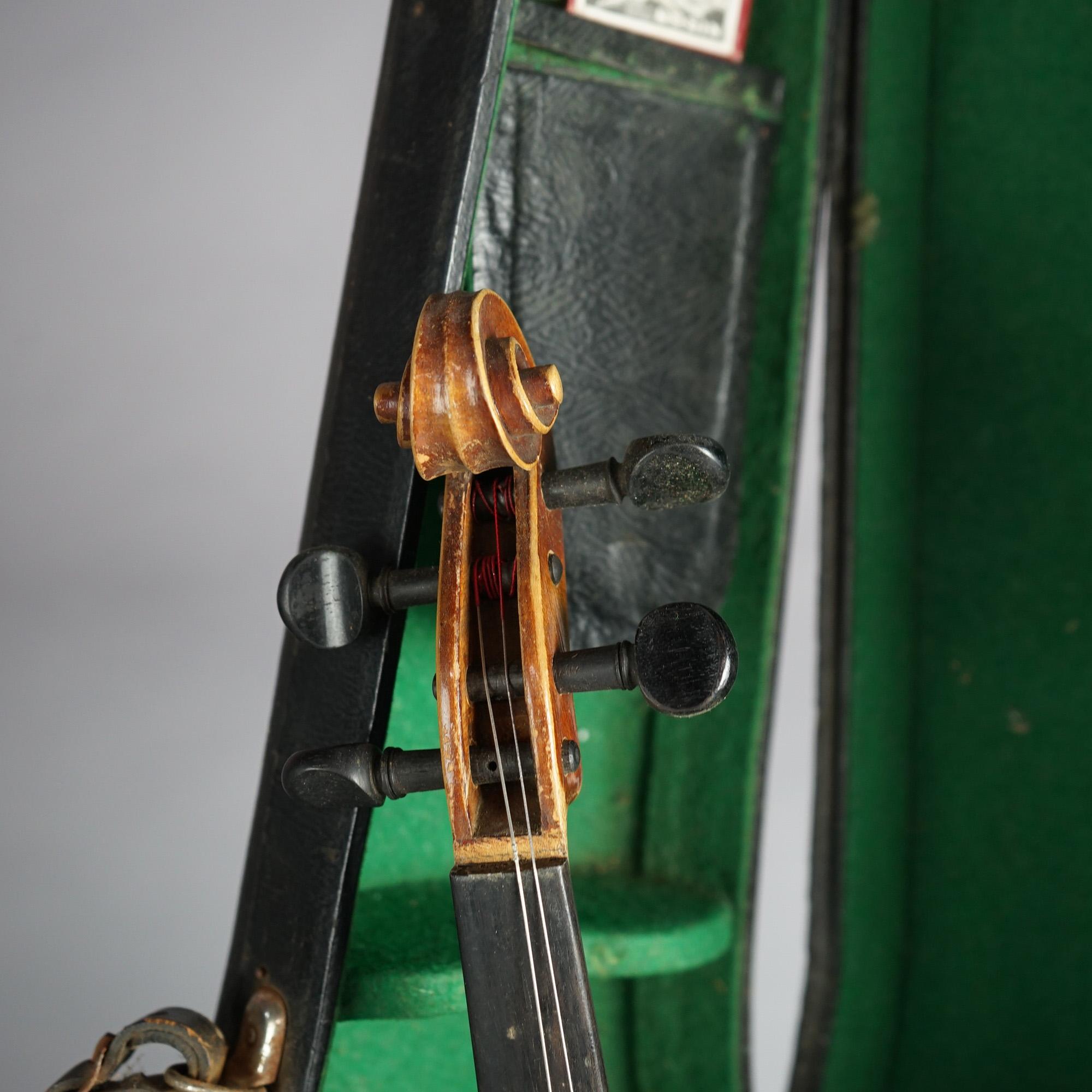 Antique Jacob Strainer Violin, Bow & Case, 19th C For Sale 6