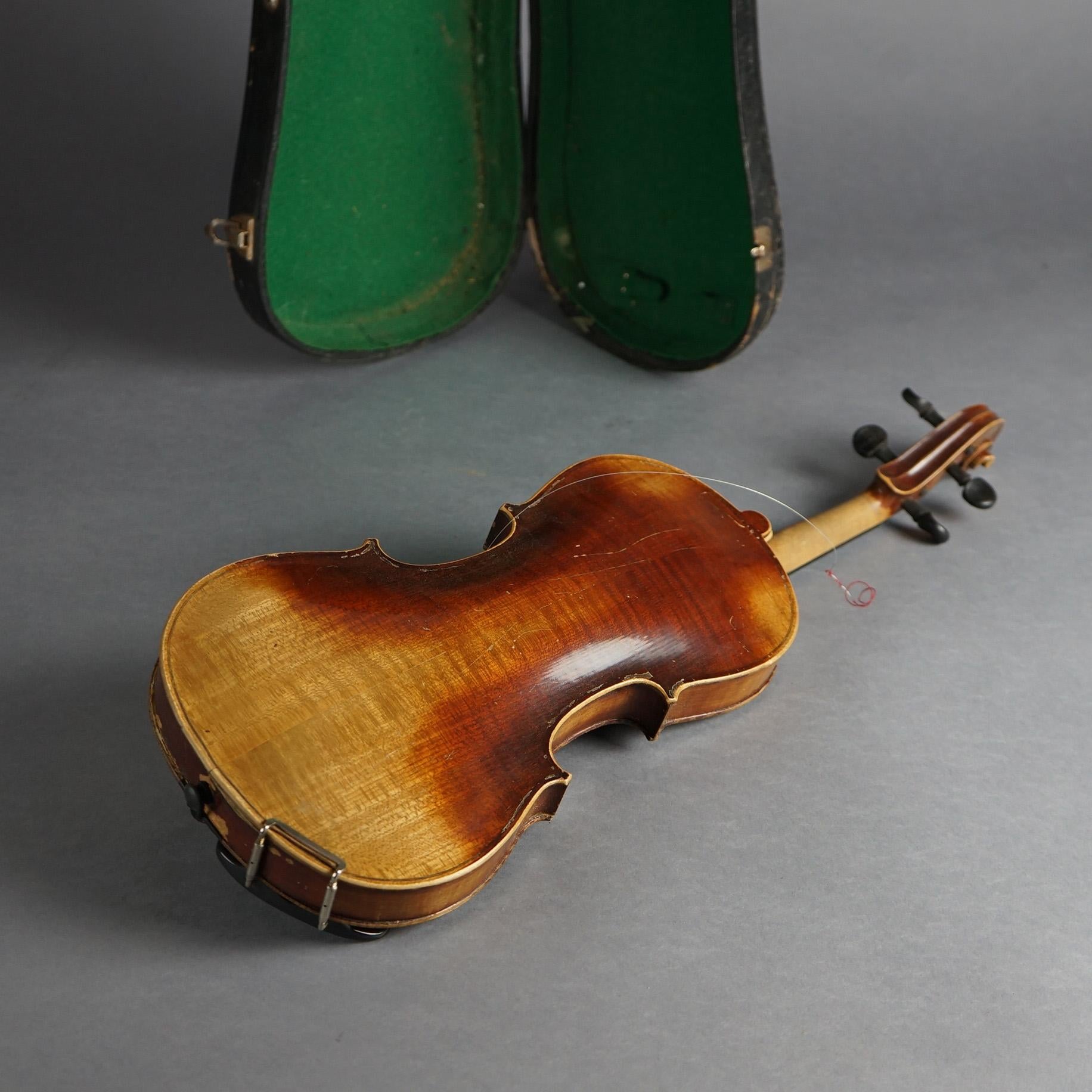Antique Jacob Strainer Violin, Bow & Case, 19th C For Sale 8
