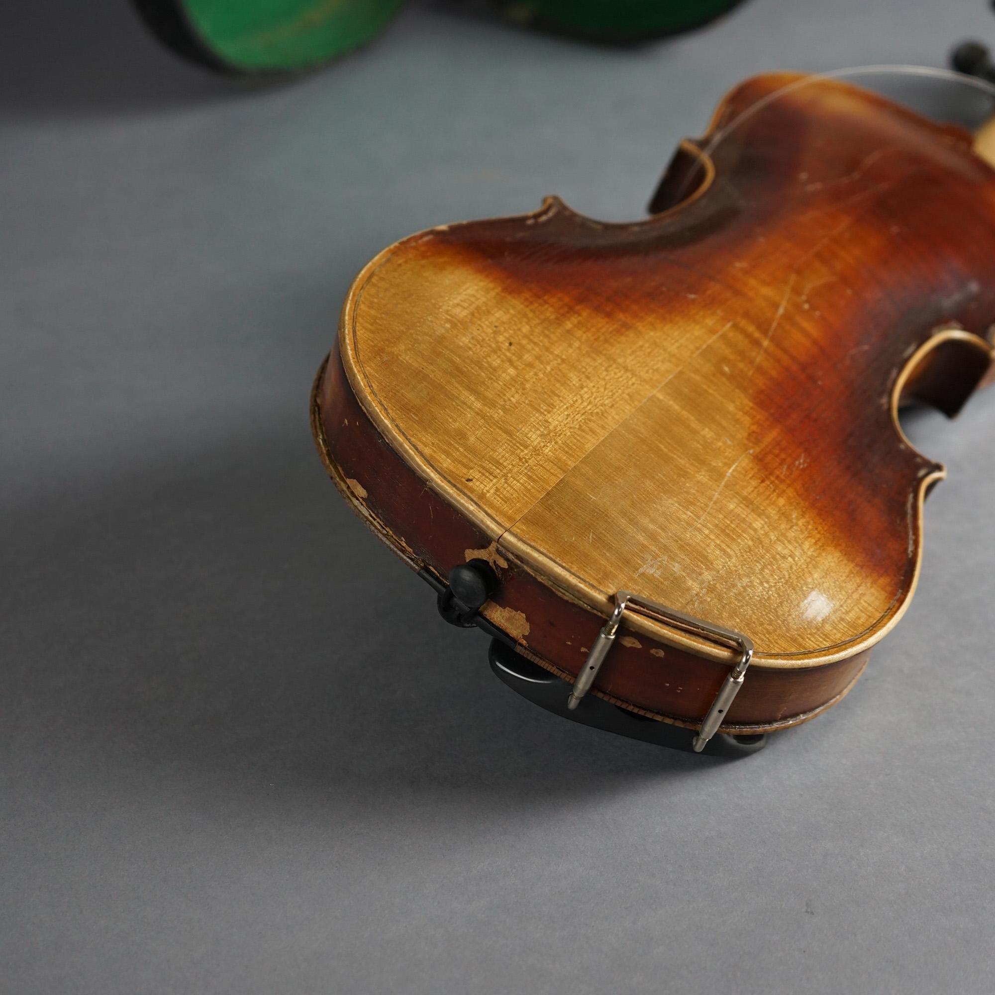 Antique Jacob Strainer Violin, Bow & Case, 19th C For Sale 9