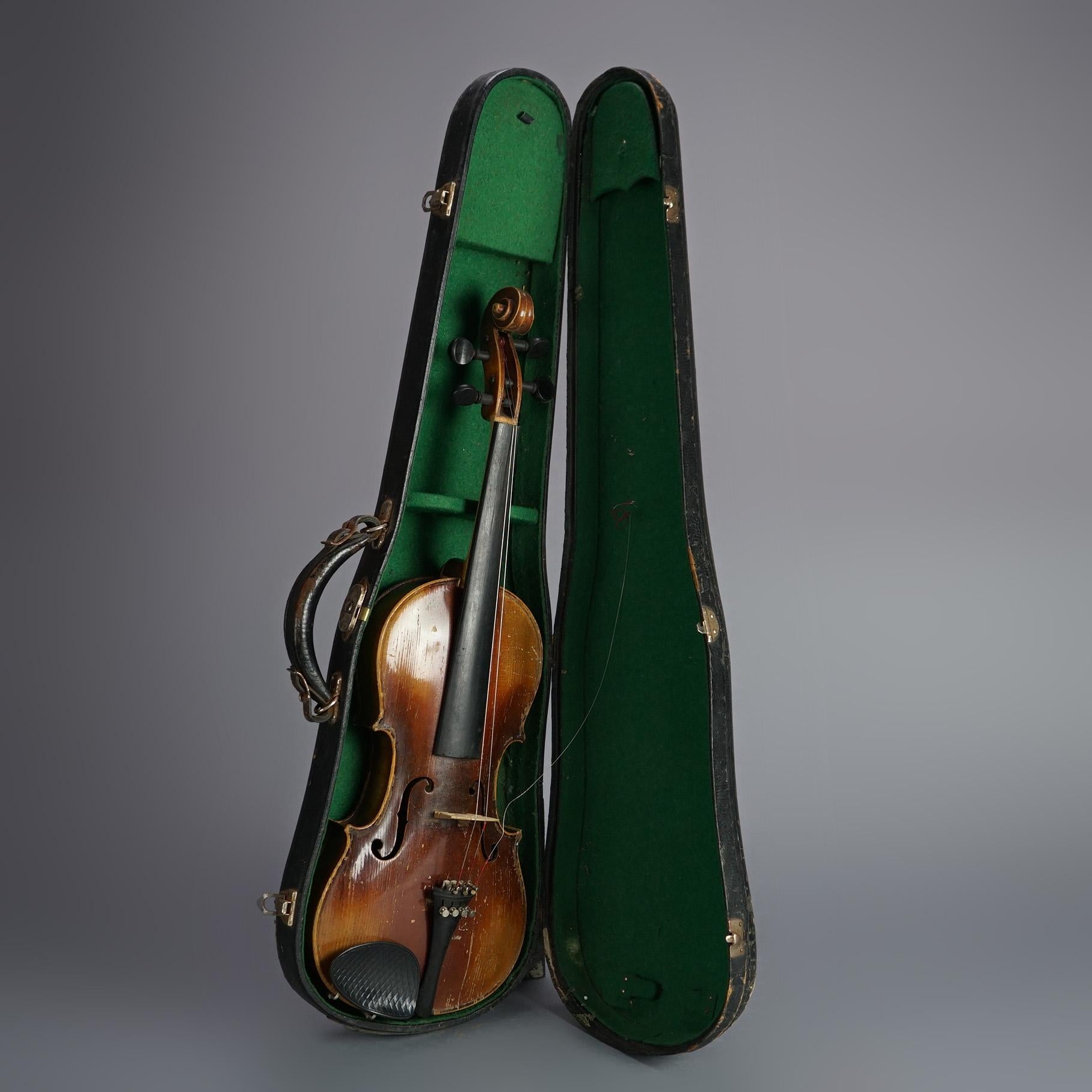 Antique Jacob Strainer Violin, Bow & Case, 19th C

Measures- 31''H x 11''W x 4.5''D