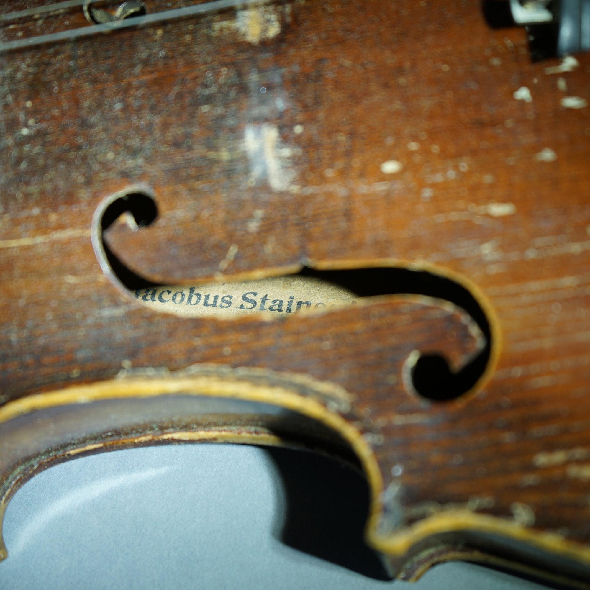 Antique Jacob Strainer Violin, Bow & Case, 19th C For Sale 1