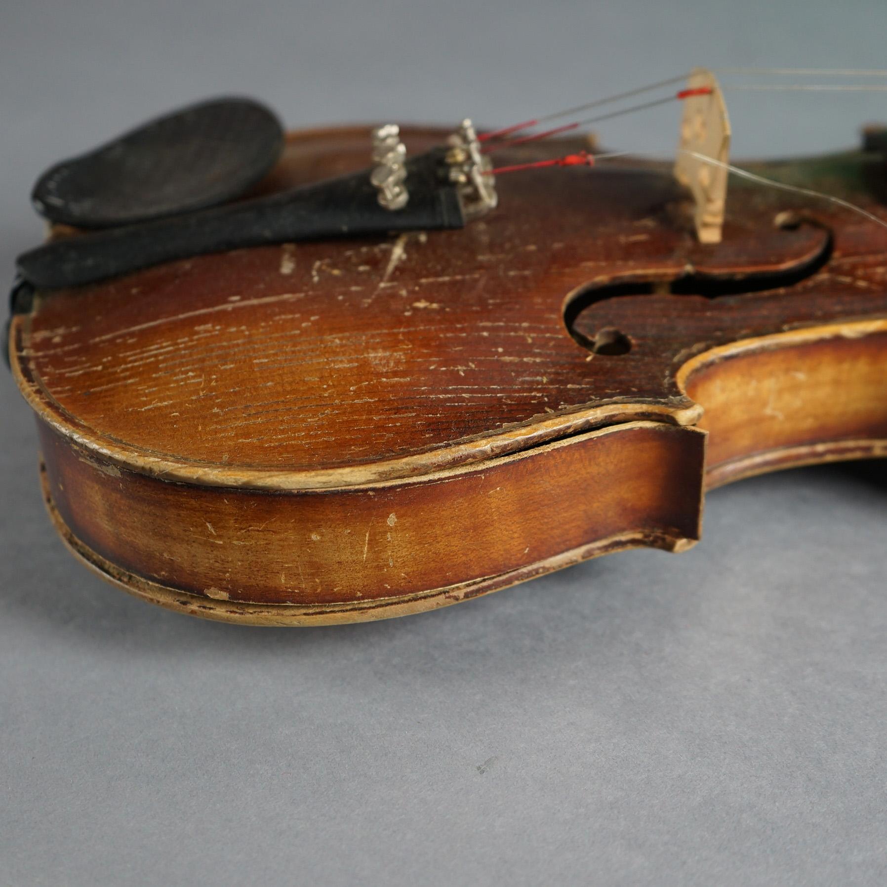 Antique Jacob Strainer Violin, Bow & Case, 19th C For Sale 4