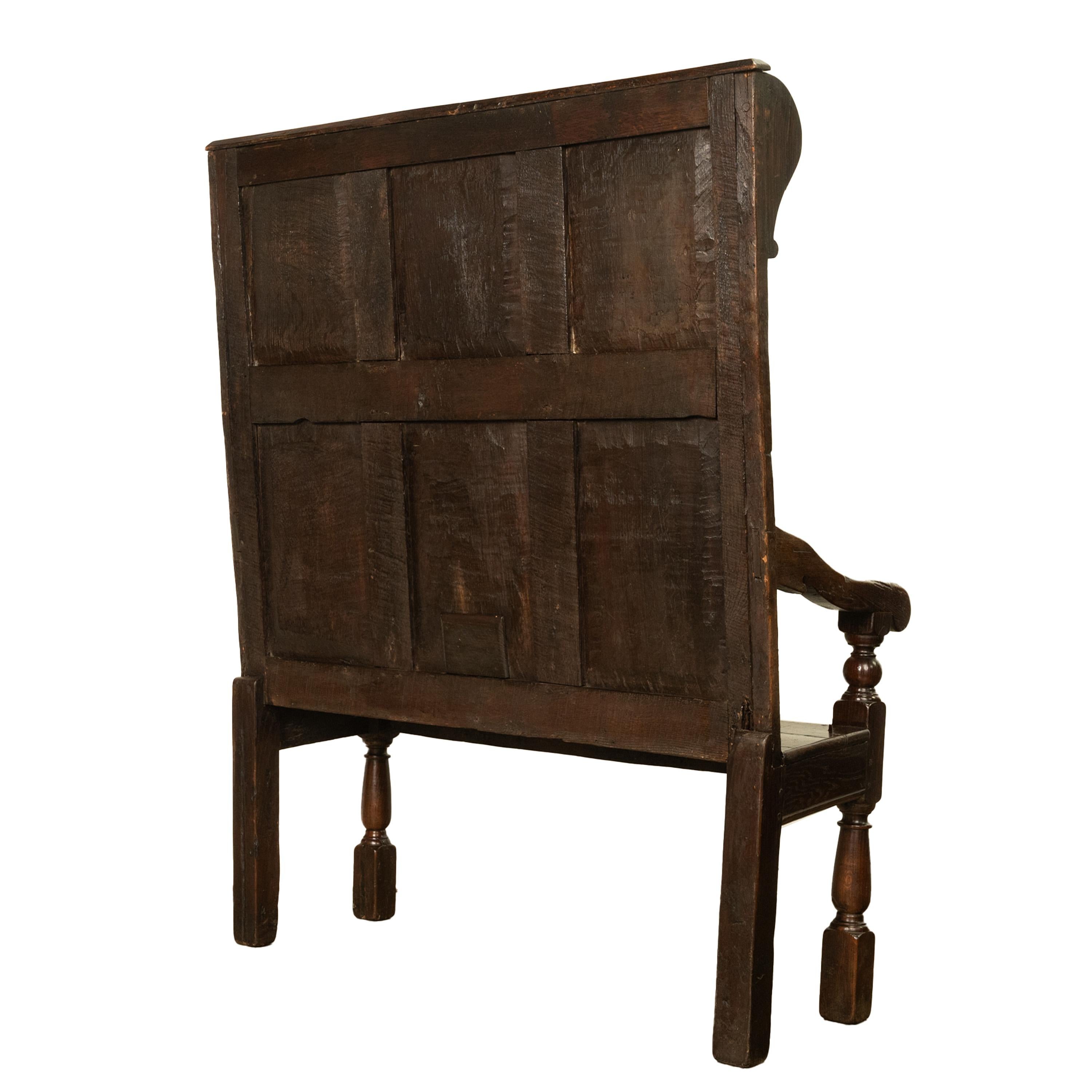 Antique Jacobean 17th Century Oak Settle Bench Shakespeare Ann Hathaway 1610 For Sale 2