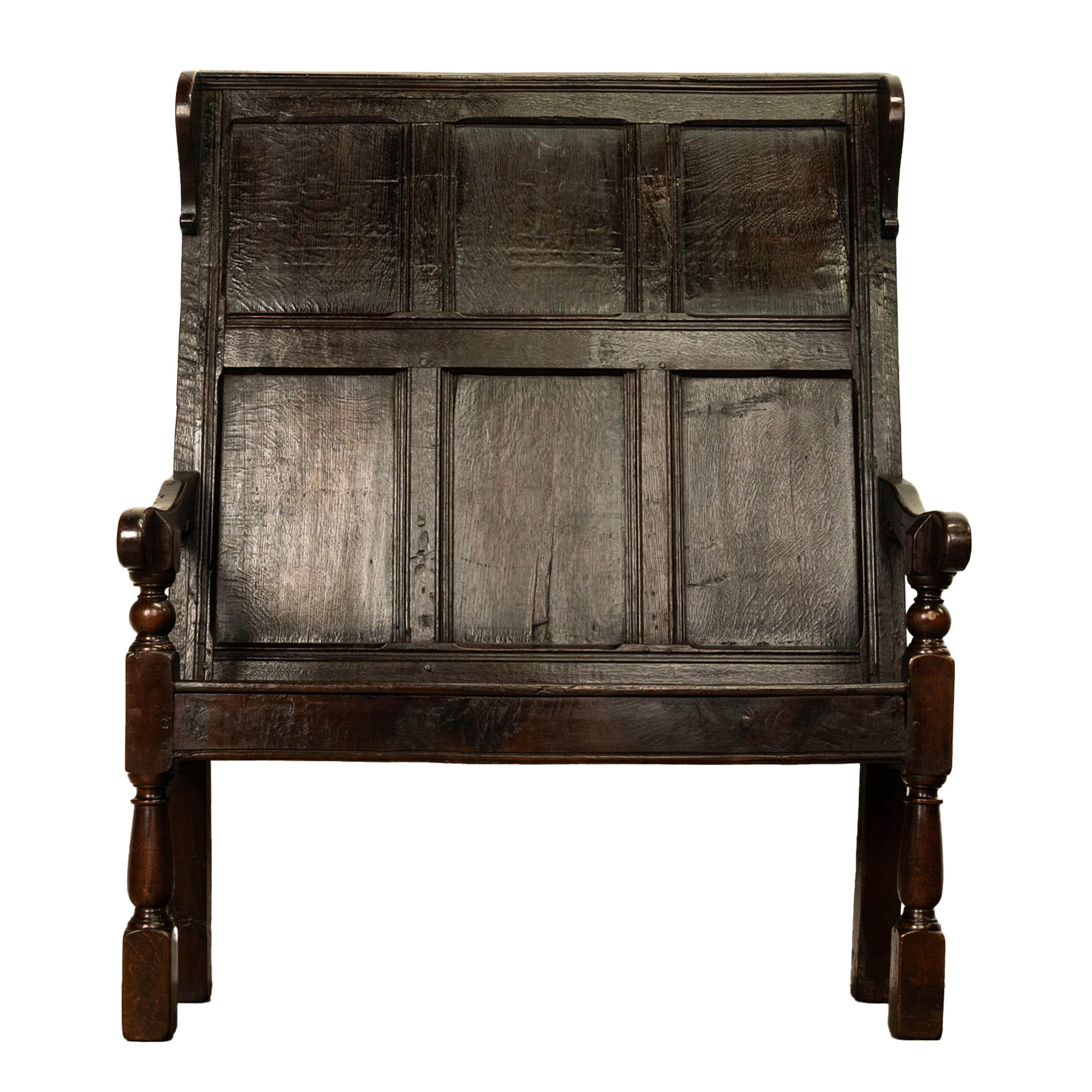Antique Jacobean 17th Century Oak Settle Bench Shakespeare Ann Hathaway 1610 For Sale 4