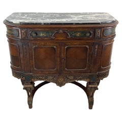 Antique Jacobean Buffet Sideboard With Marble Top