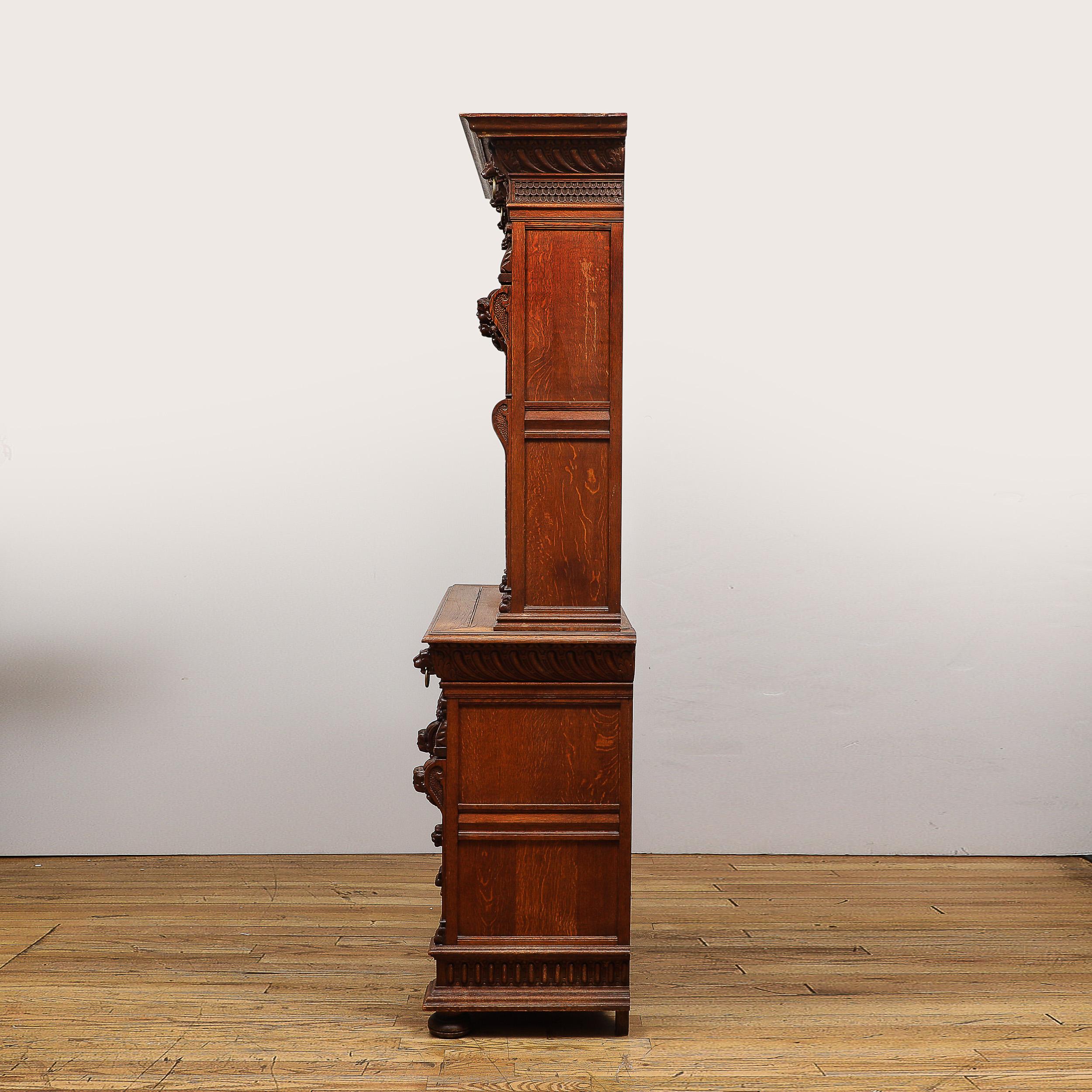 Antique Jacobean Carved Oak  Cabinet For Sale 9
