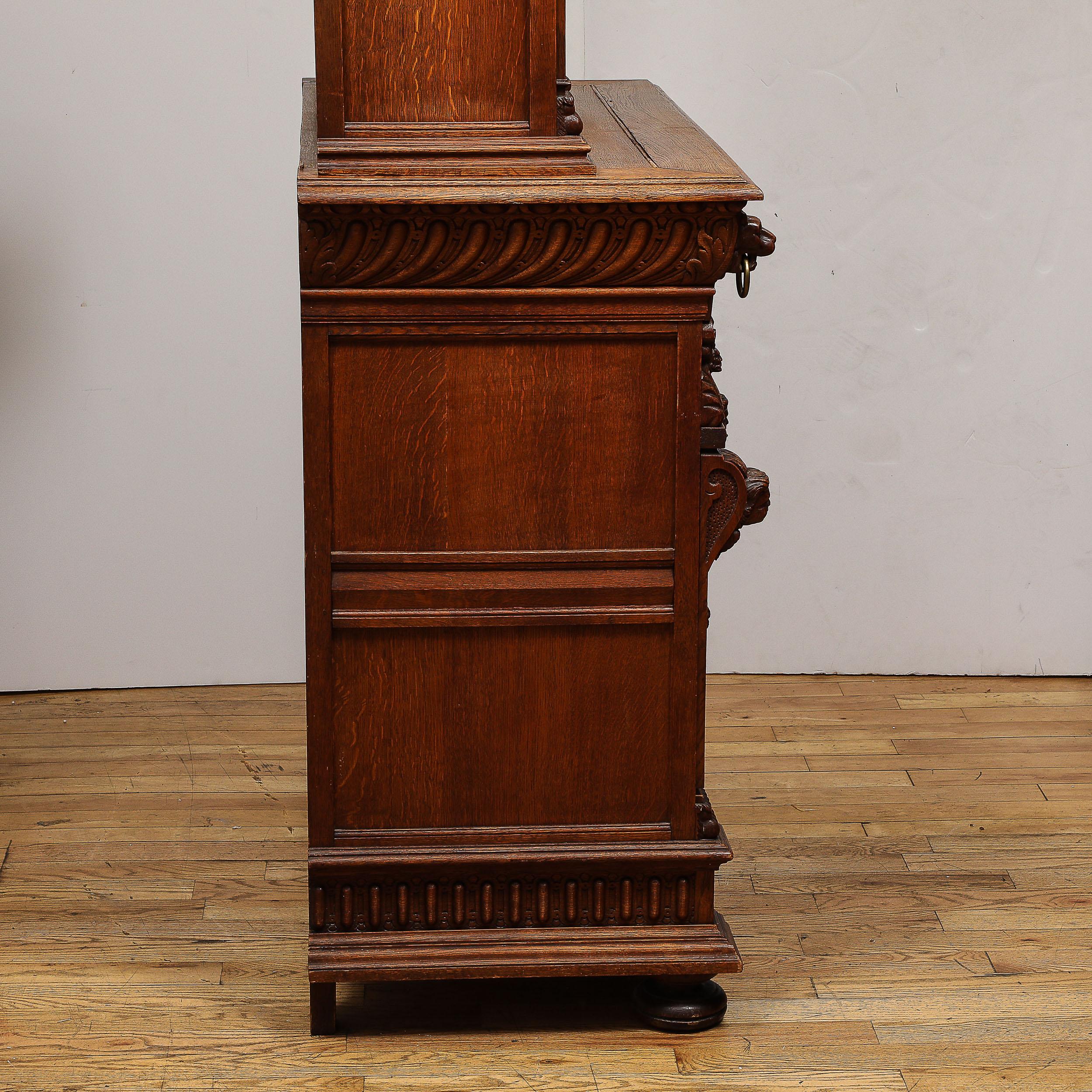 Antique Jacobean Carved Oak  Cabinet For Sale 10