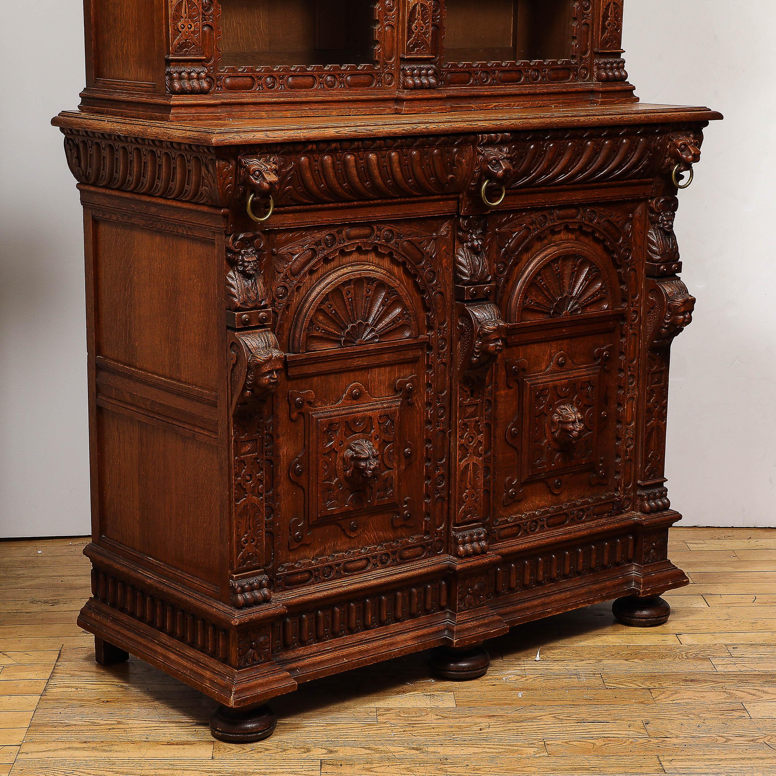 Antique Jacobean Carved Oak  Cabinet For Sale 3