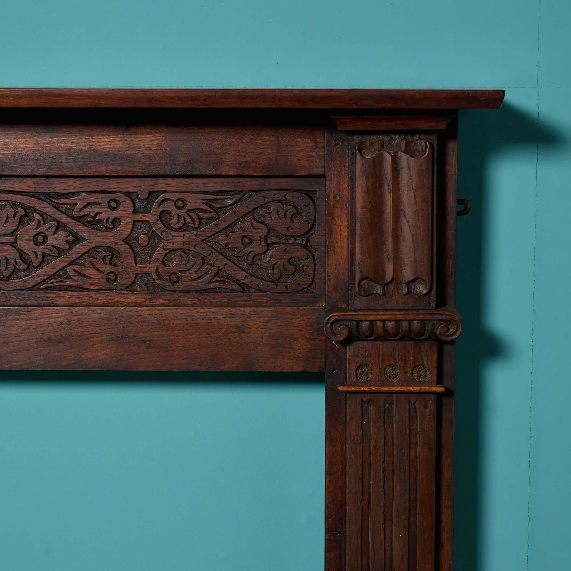 Antike Jacobean geschnitzte Eiche Kamin Mantel (Viktorianisch) im Angebot