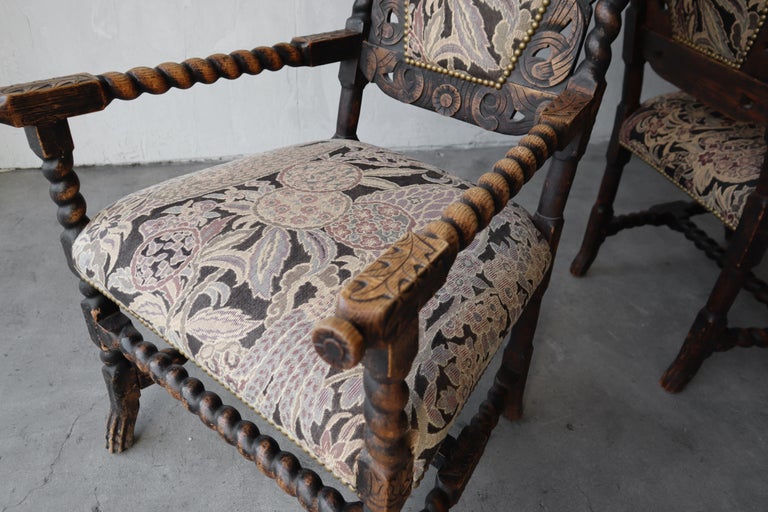 Antique Jacobean Carved Wood Arm Chairs For Sale at 1stDibs jacobean chairs