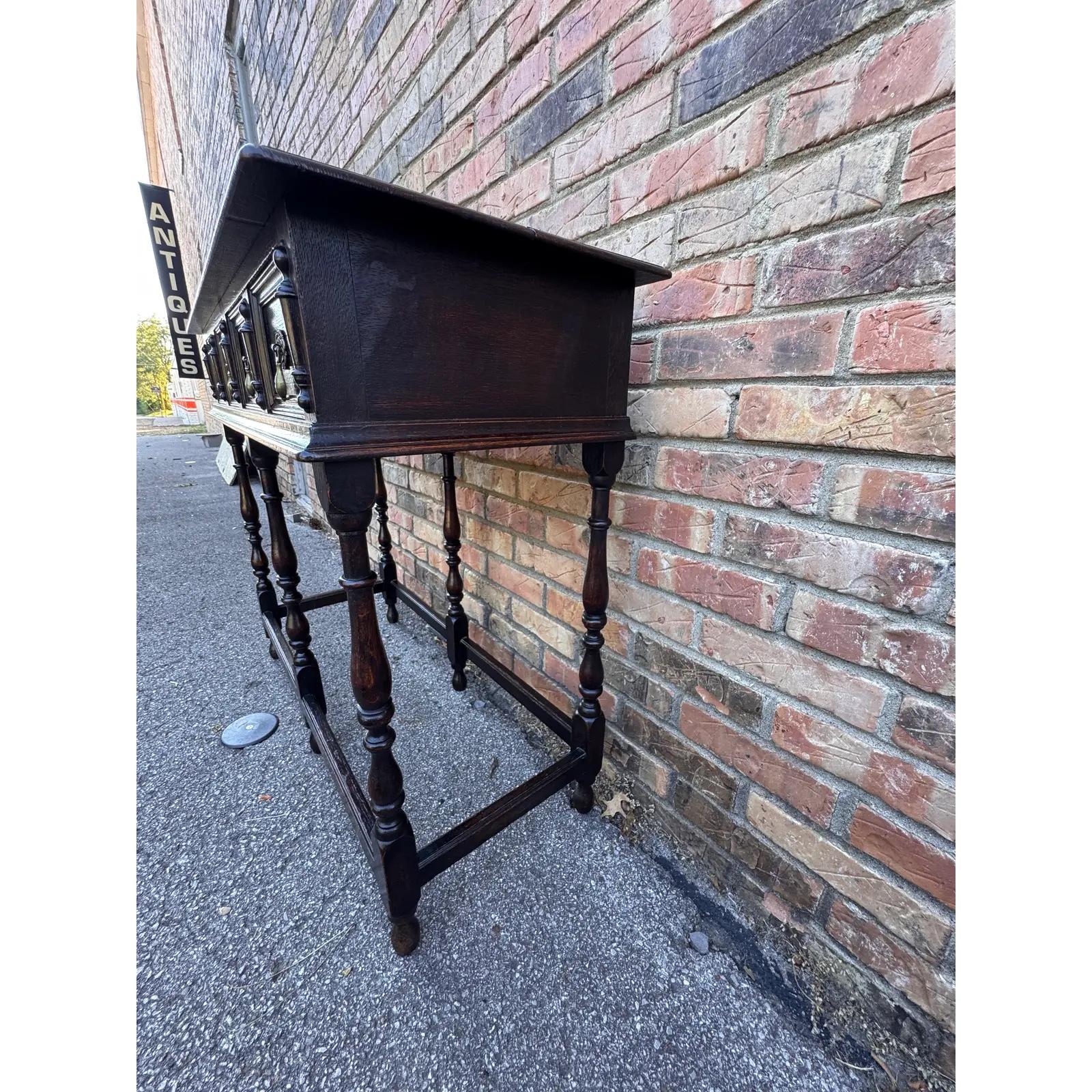Wood Antique Jacobean Console Table For Sale