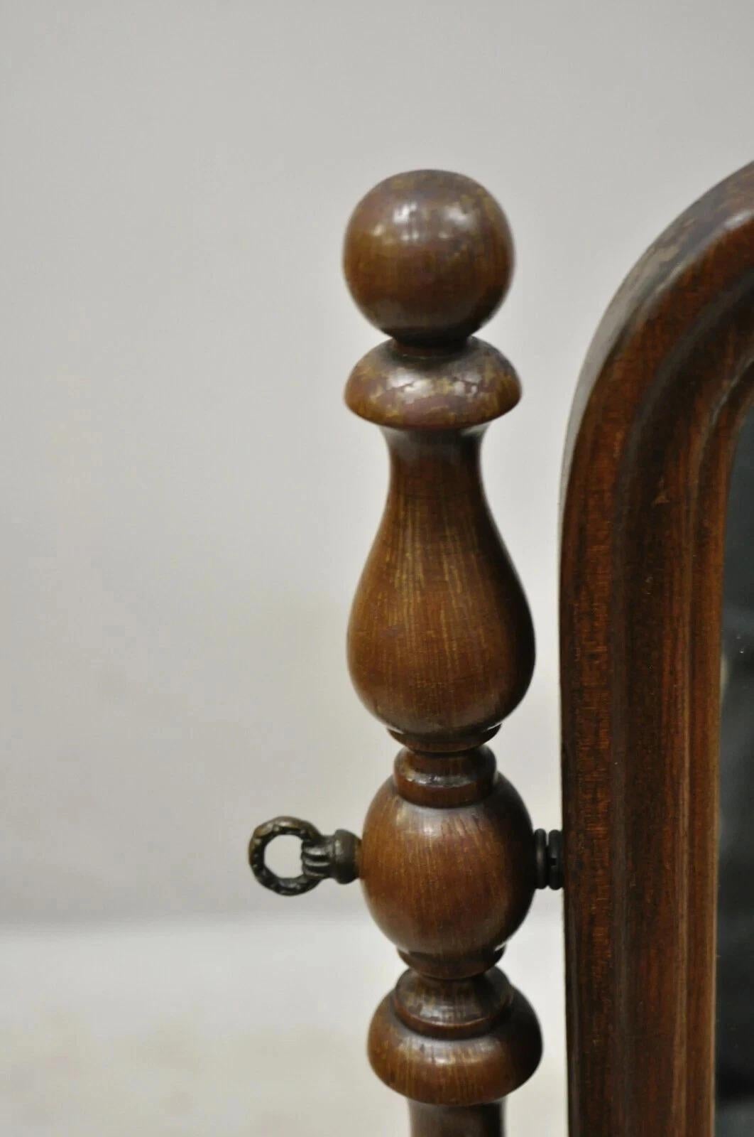 Antique Jacobean Depression Era Walnut Vanity Dresser Pivoting Shaving Mirror For Sale 1