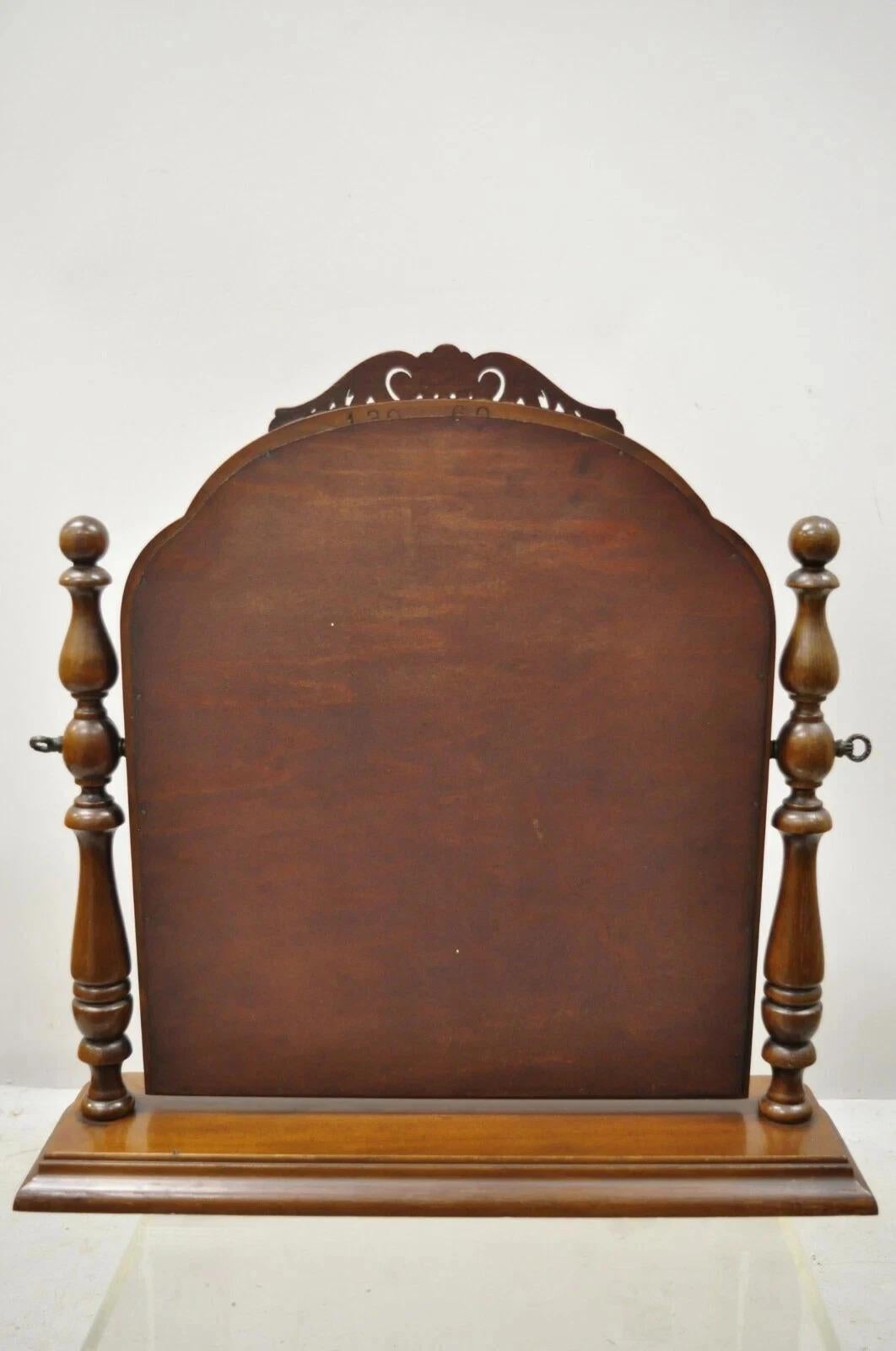 Antique Jacobean Depression Era Walnut Vanity Dresser Pivoting Shaving Mirror For Sale 4
