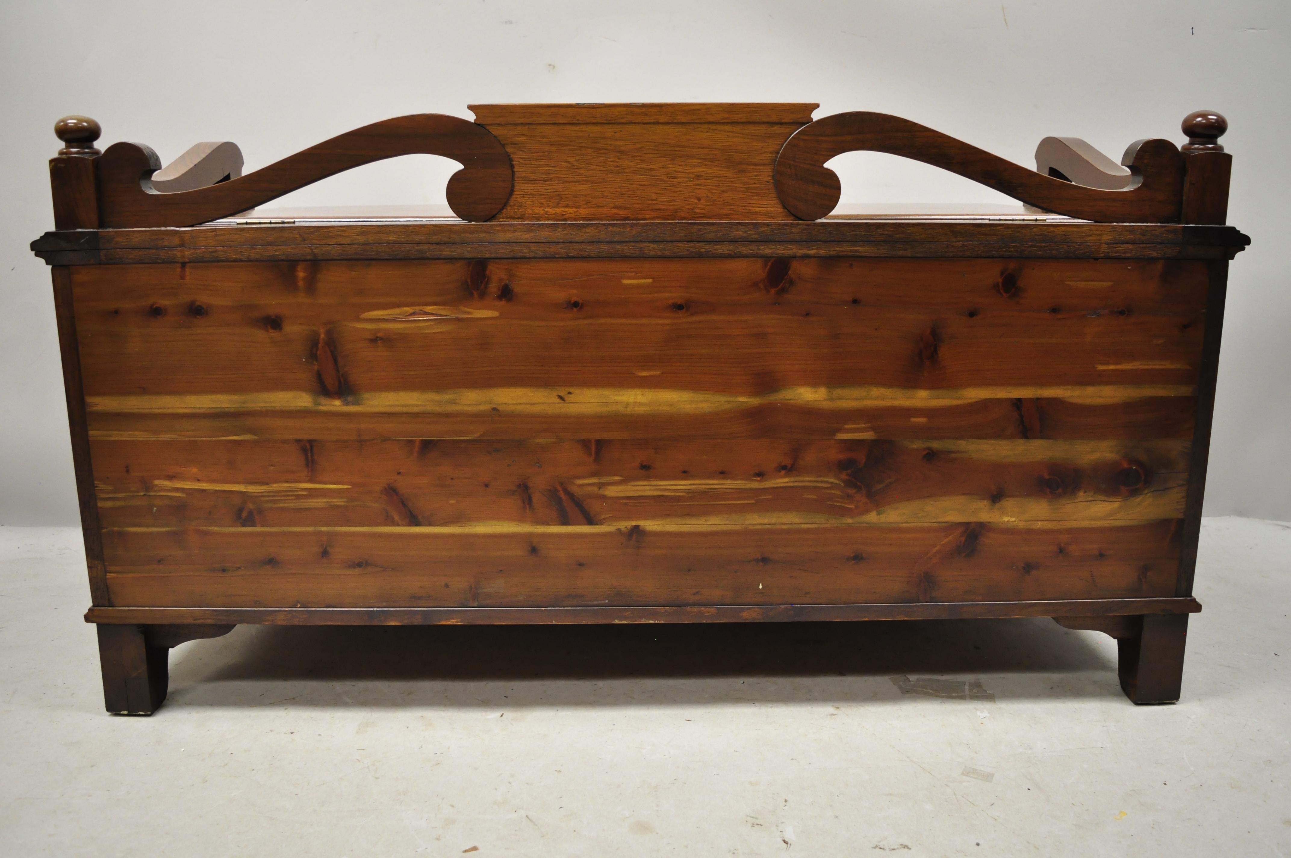 Antique Jacobean Depression Walnut Cedar Chest Blanket Chest Bench Storage Trunk 3