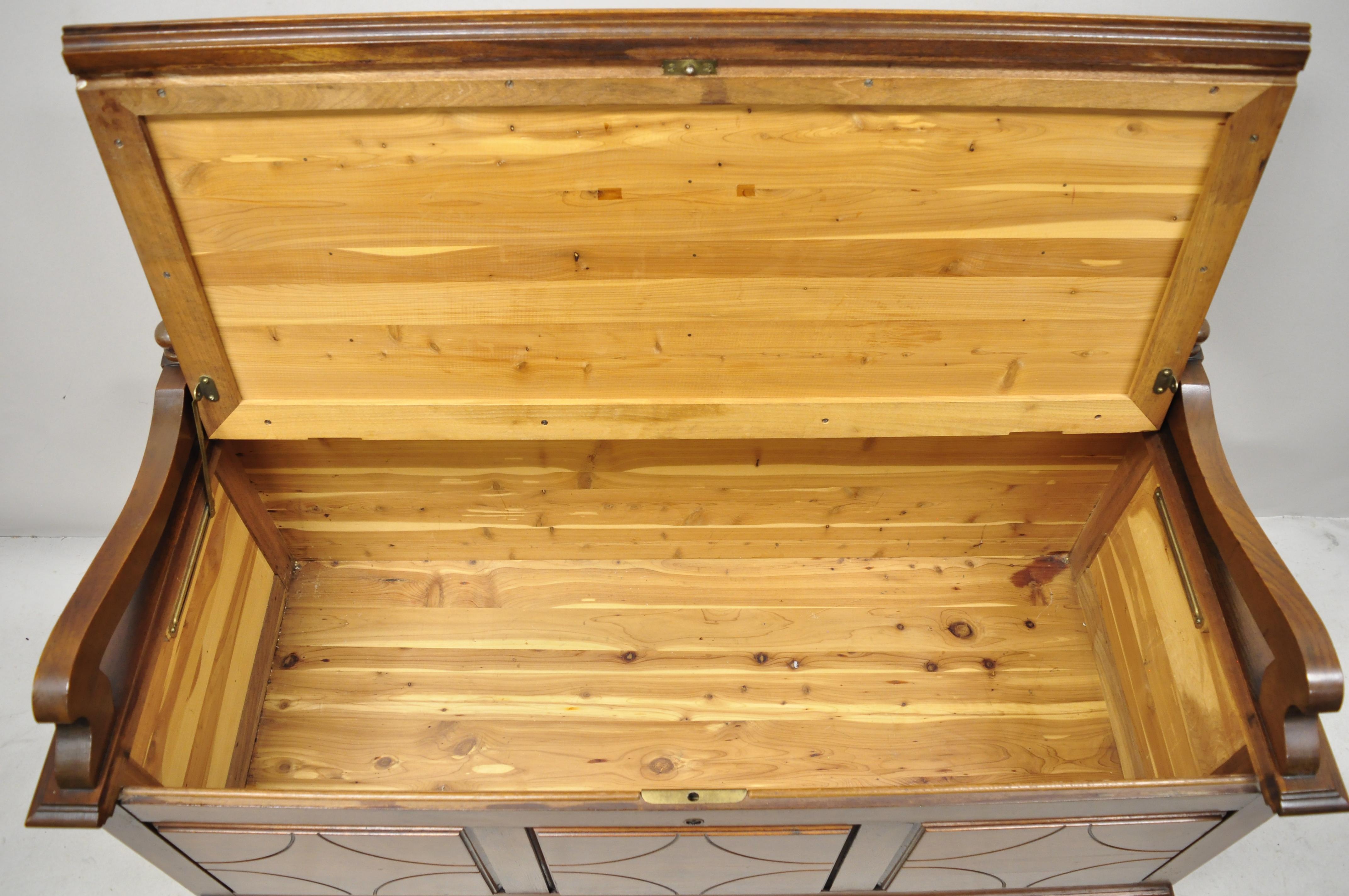 Antique Jacobean Depression Walnut Cedar Chest Blanket Chest Bench Storage Trunk In Good Condition In Philadelphia, PA