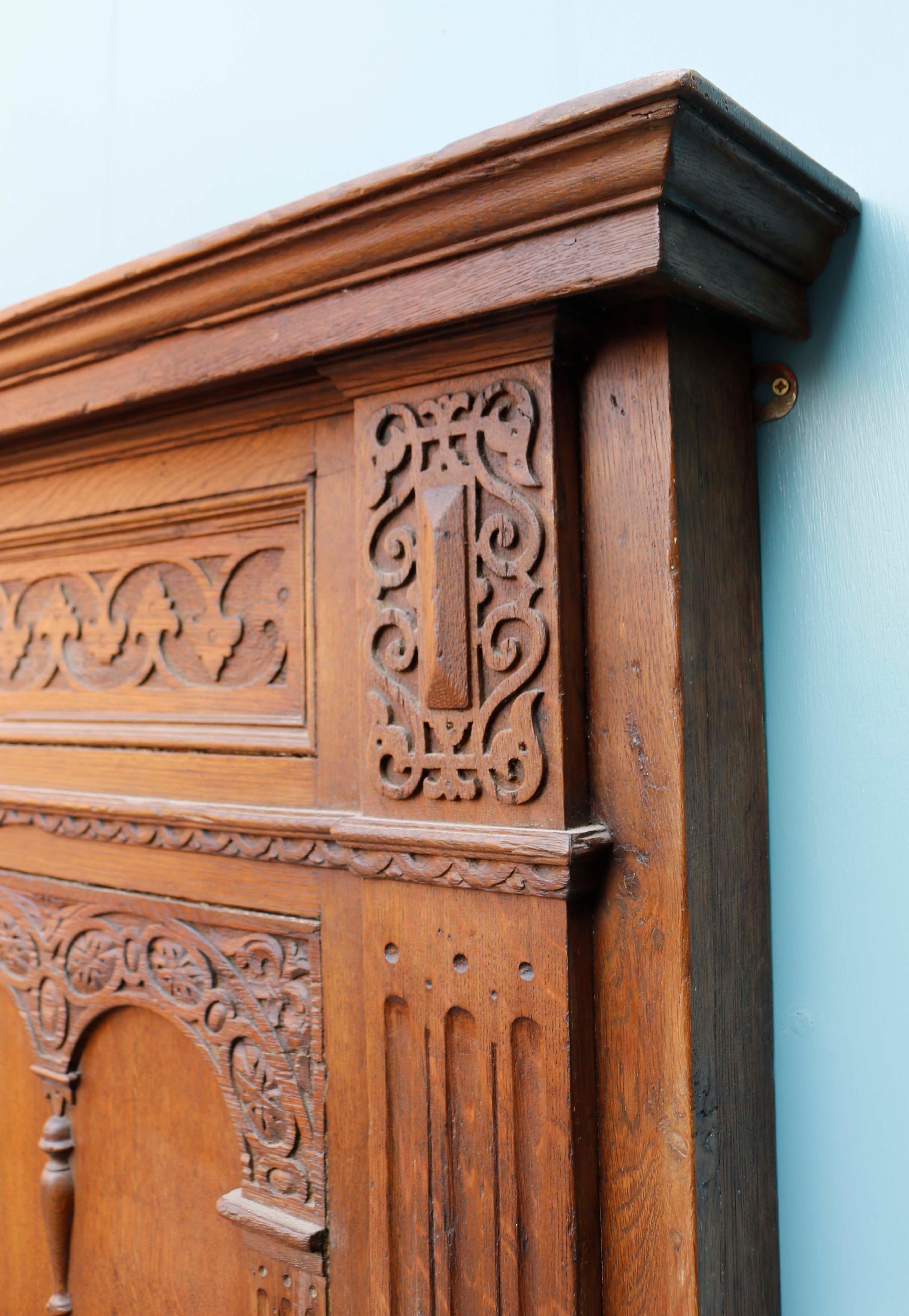 Oak Antique Jacobean Fireplace Mantel For Sale