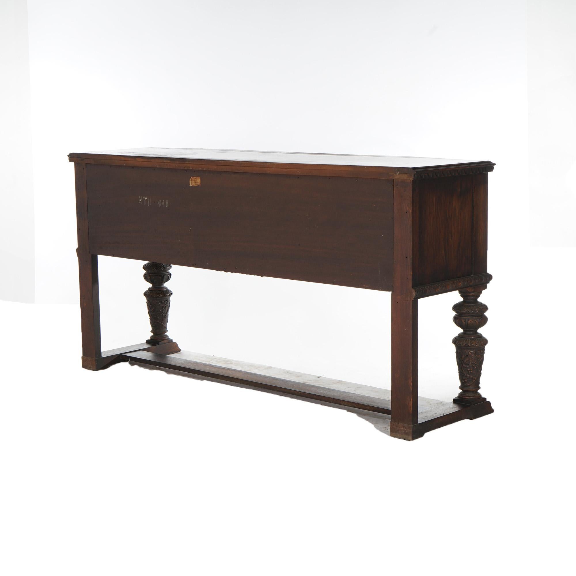 Antique Jacobean Foliate Carved Oak & Walnut Sideboard C1900 16