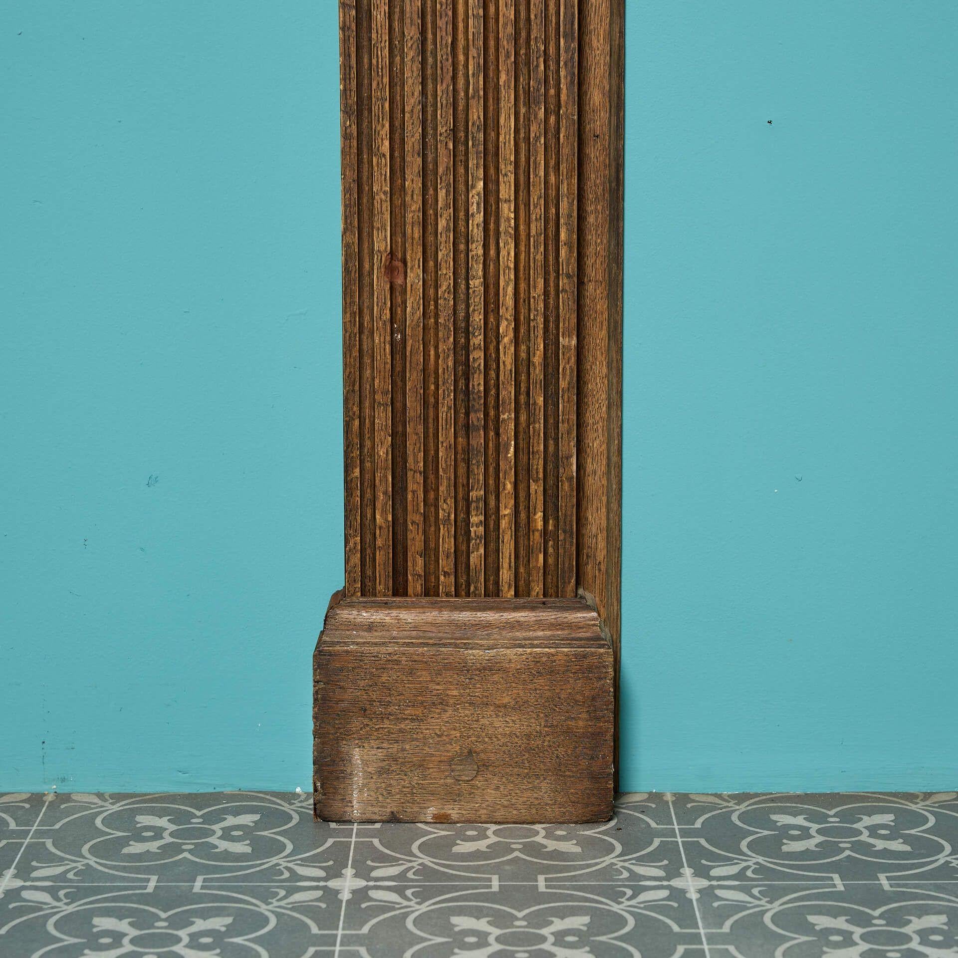 Wood Antique Jacobean Geometric Style Oak Fireplace For Sale