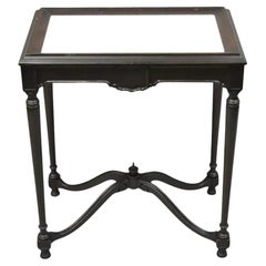 Antico tavolino da salotto in mogano intagliato del Rinascimento giacobino con piano in celluloide