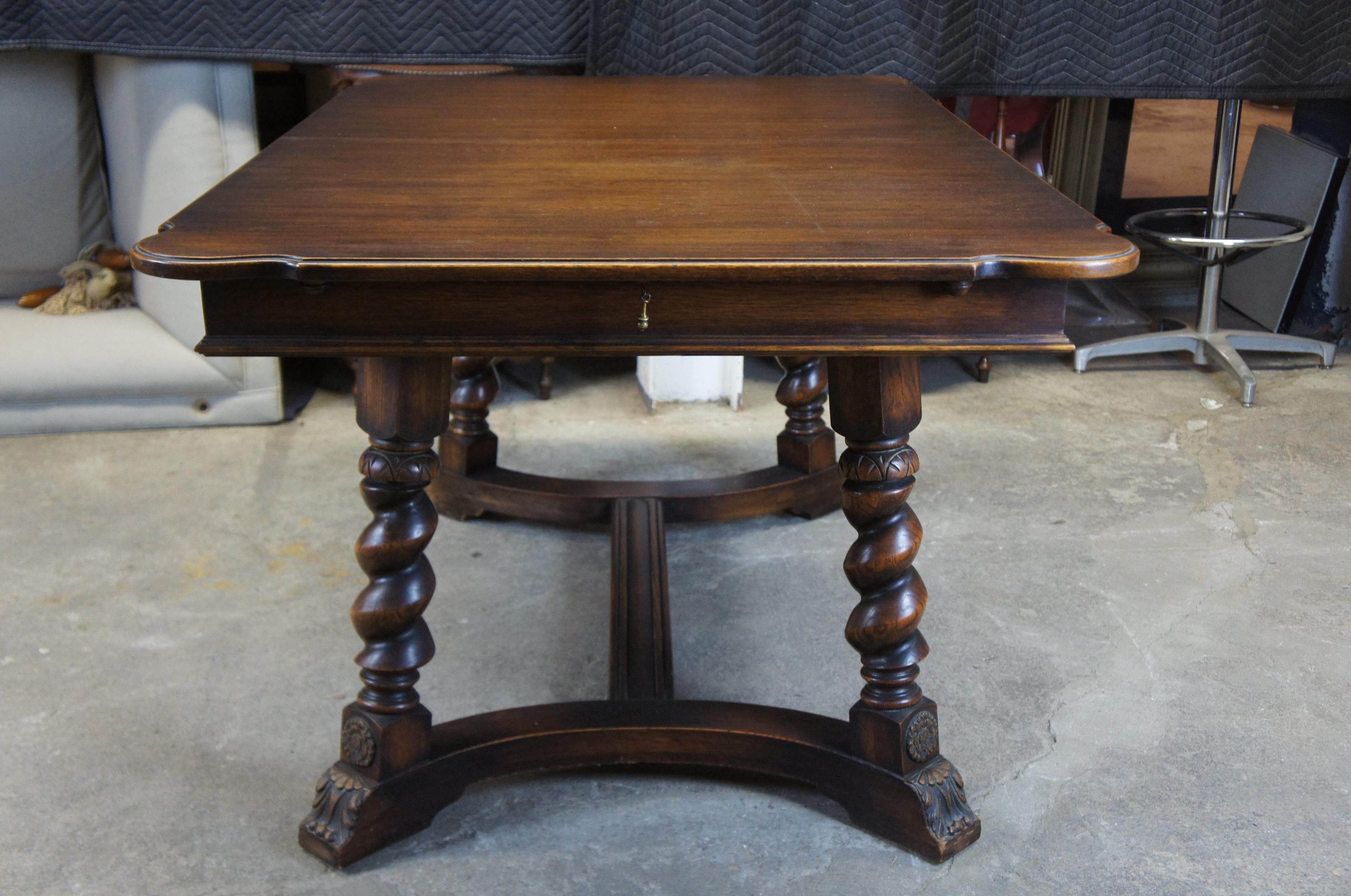 Antique Jacobean Revival Barley Twisted Dining Trestle Table 5