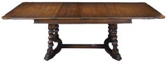 Antique Jacobean Revival Barley Twisted Dining Trestle Table