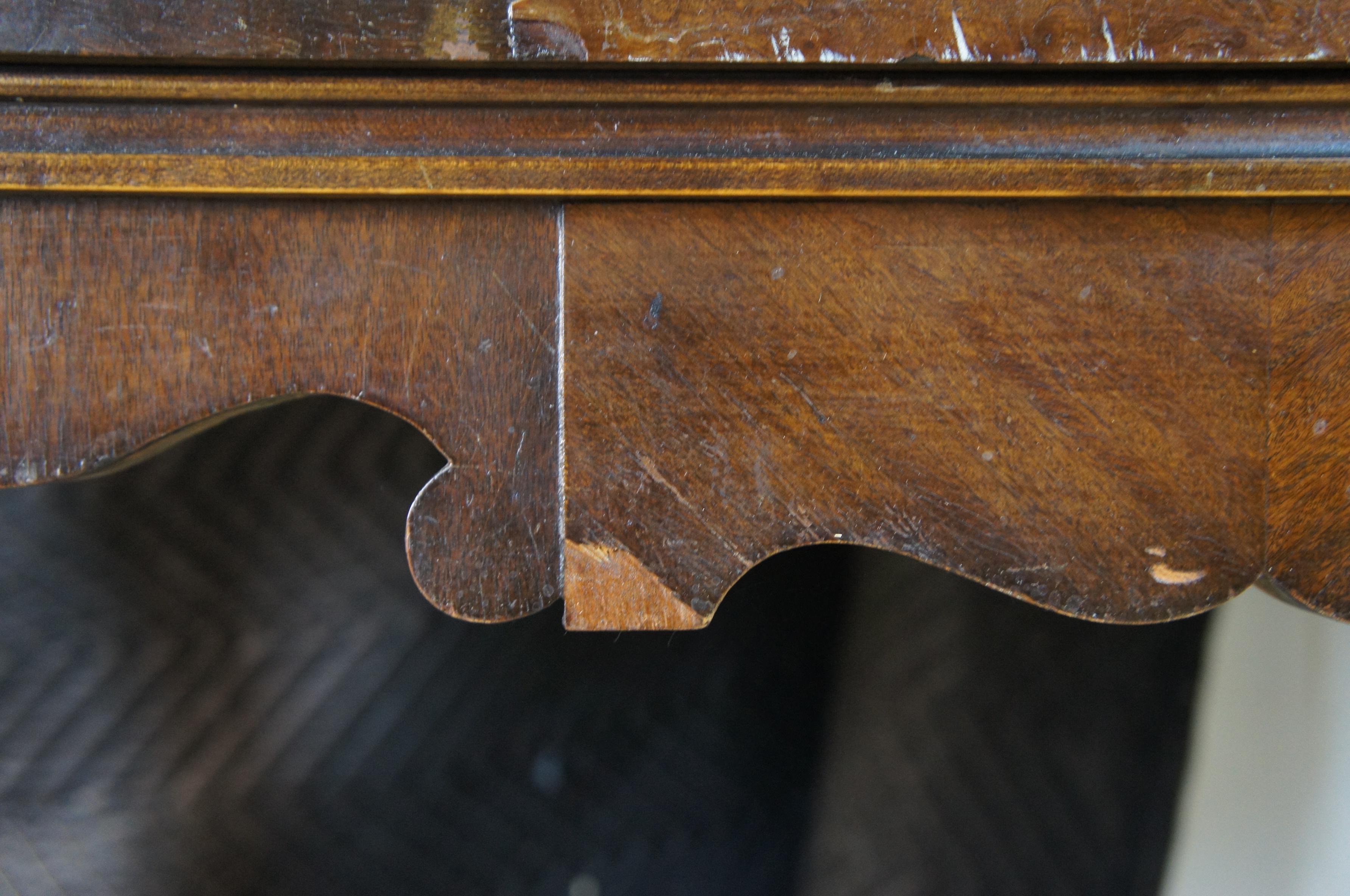 Antique Jacobean Revival Burled Walnut China Hutch Curio Cabinet Cupboard 3