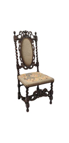 Antique Jacobean Revival Carved Barley Twist Chair, Circa 1870–1890