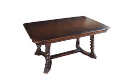 Ancienne table de salle à manger à tréteaux en Oak Oak Barley Twisted Scissor Leaf