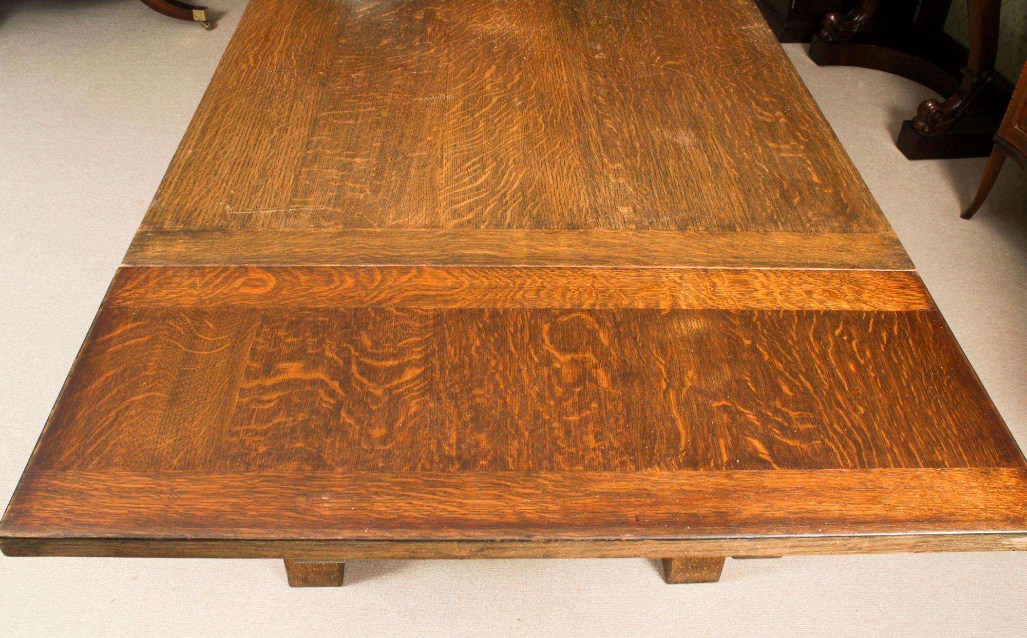 Antique Jacobean Revival Oak Refectory Dining Table & 6 Chairs 20th C In Good Condition In London, GB