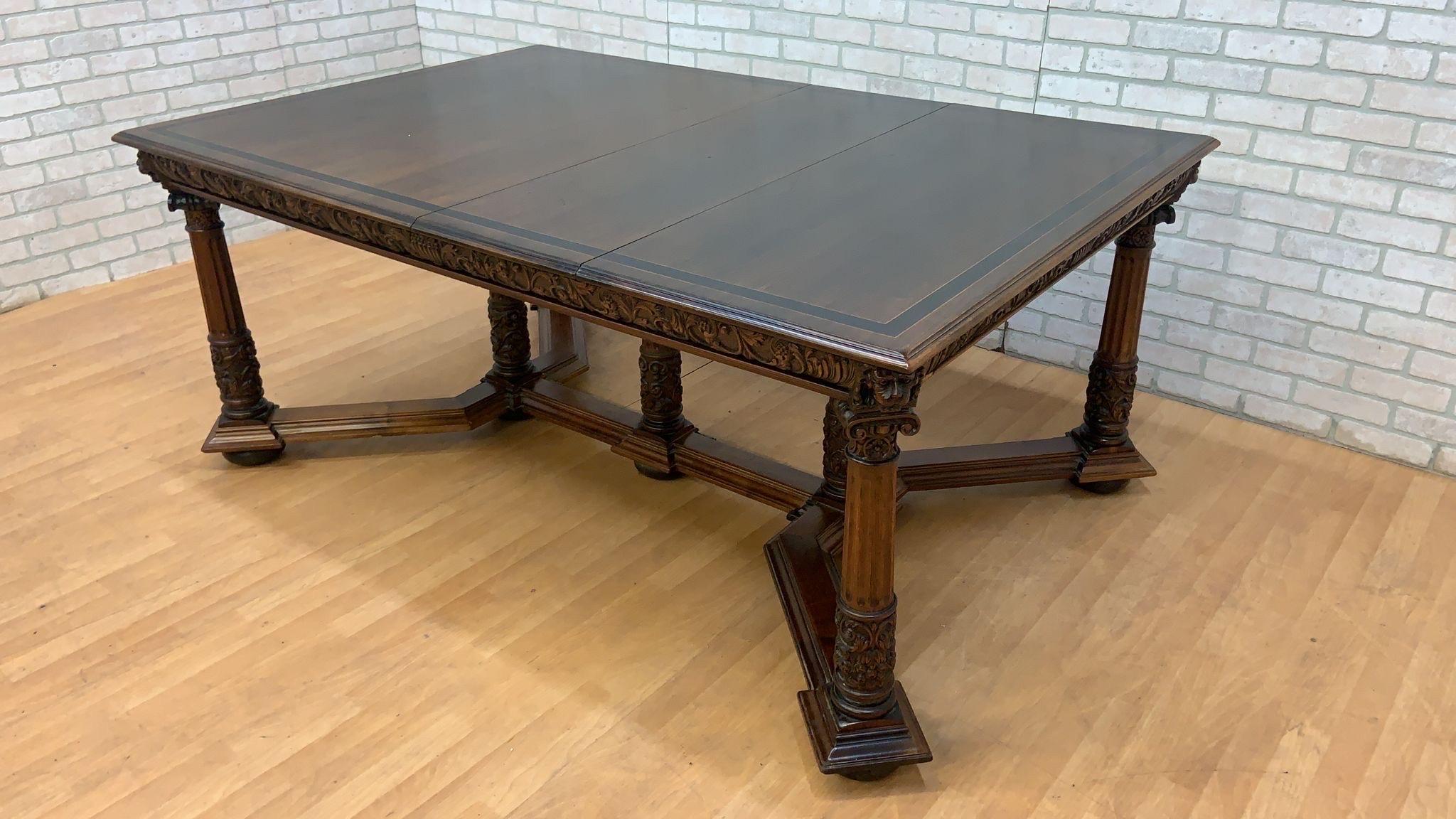 19th Century French Renaissance Neoclassical Style Carved French Walnut Extending Dining Table 


Featuring a 19th Century French Renaissance Neoclassical Style rectangular Dining Table showcases the elegance of classical architecture fused with