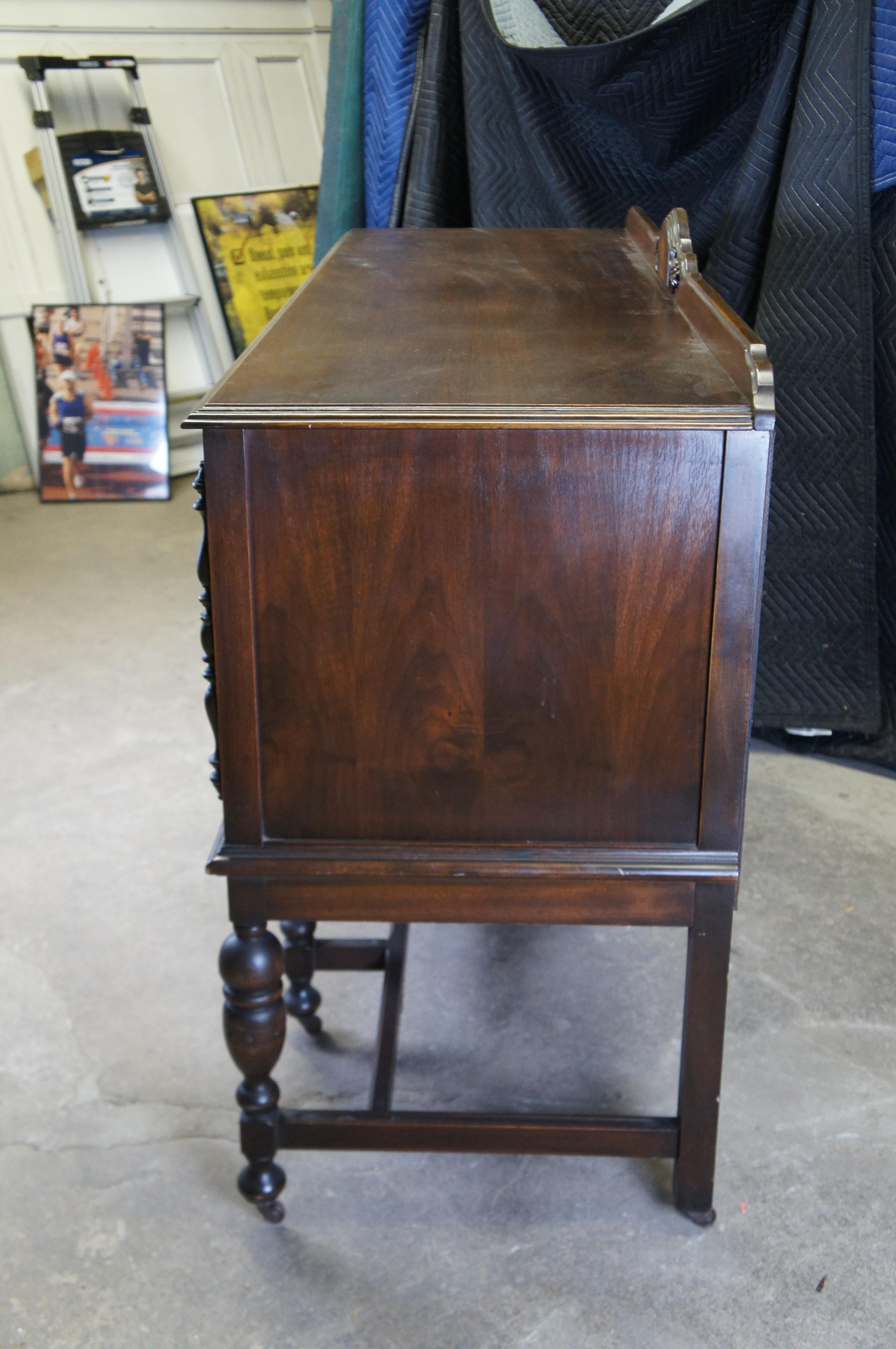 Antique Jacobean Spanish Revival Mahogany Buffet Sideboard Server 66