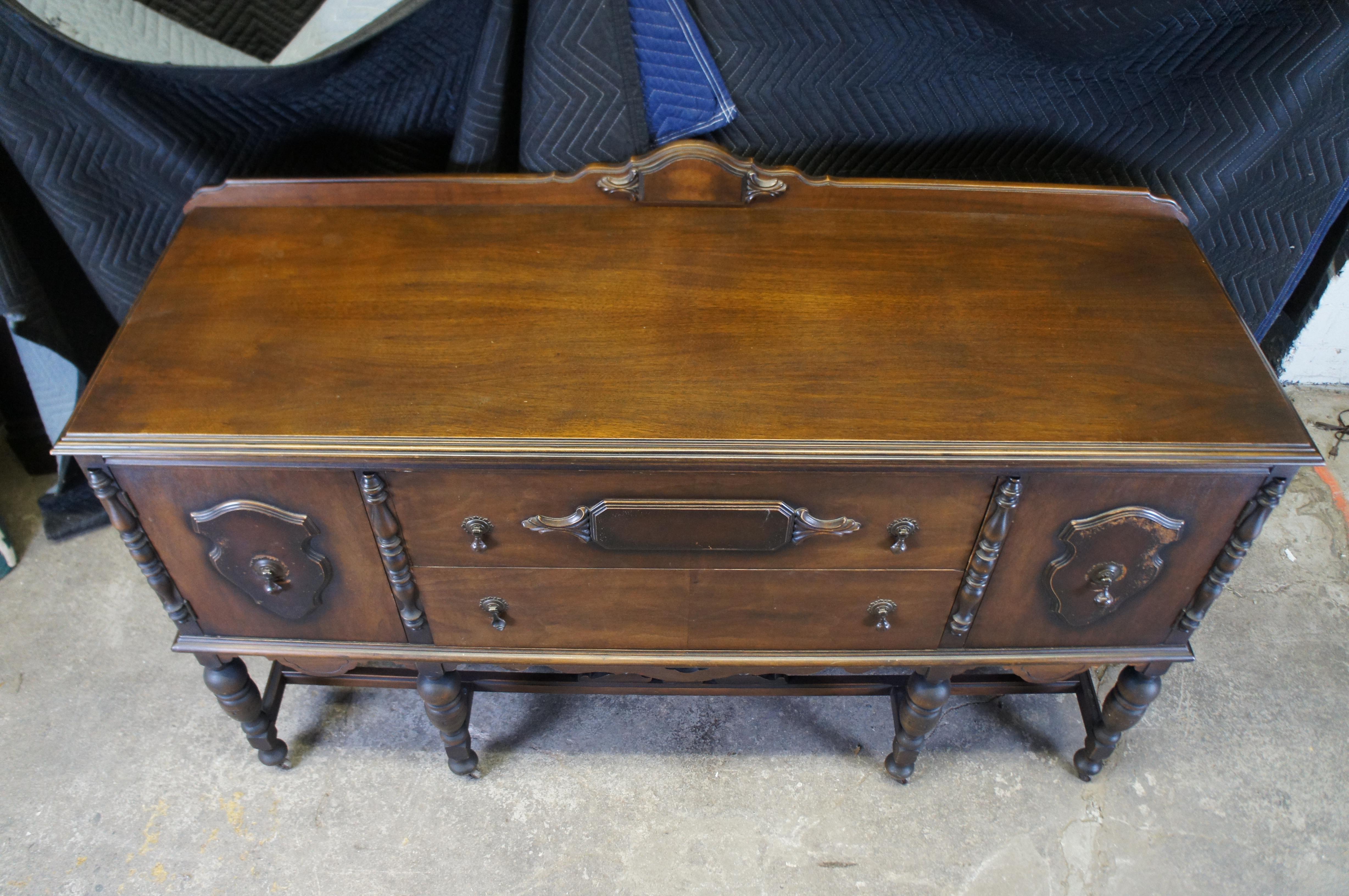 20th Century Antique Jacobean Spanish Revival Mahogany Buffet Sideboard Server 66