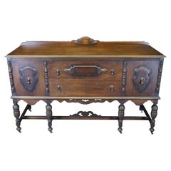 Antique Jacobean Spanish Revival Mahogany Buffet Sideboard Server 66"