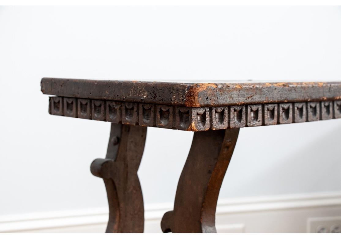 Hand-Carved Antique Jacobean Style Carved Bench