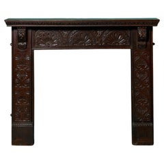 Antique Jacobean Style Carved Oak Fire Mantel