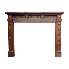 Antique Jacobean Style Carved Oak Fire Surround