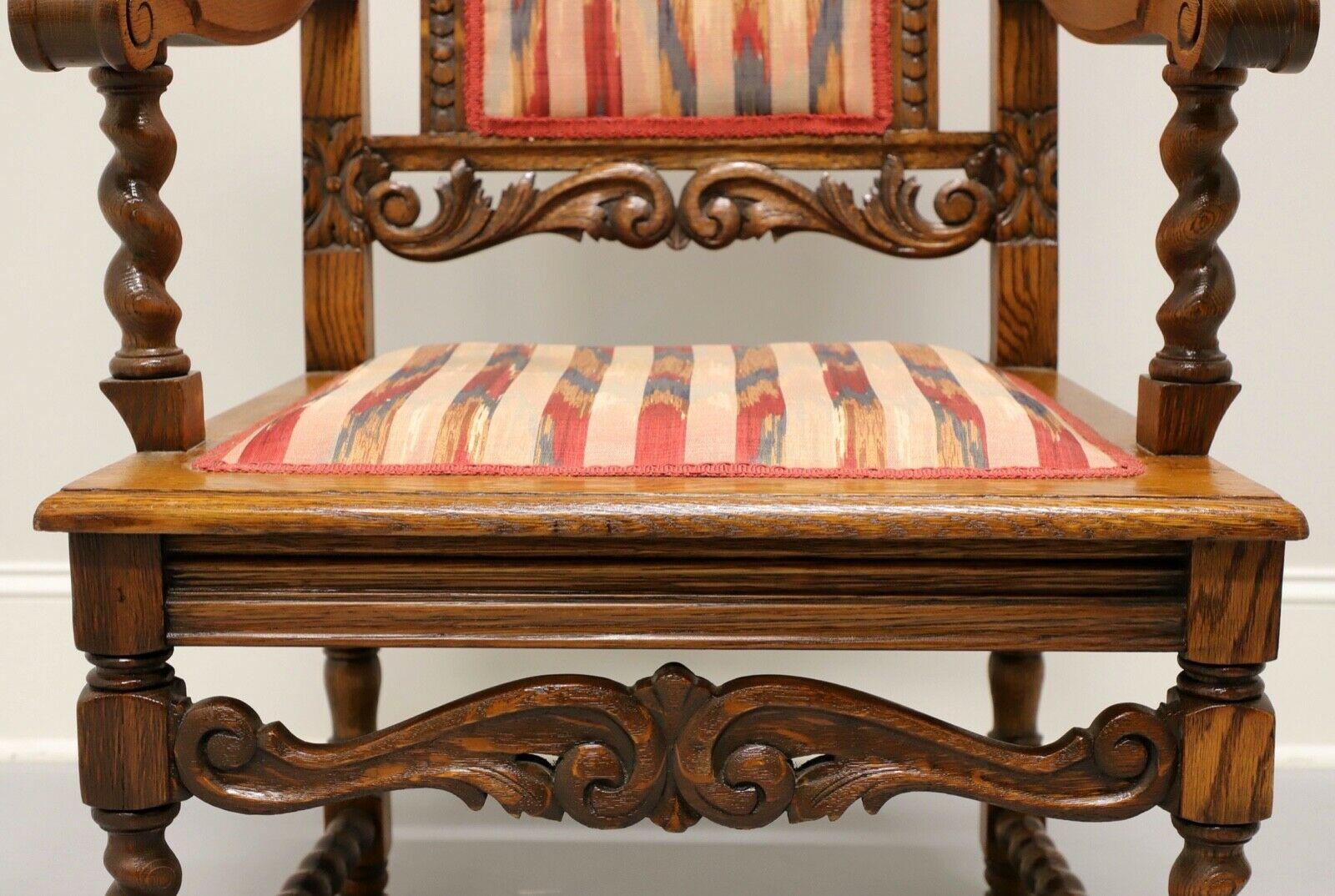 Antique Jacobean Style Carved Oak Open Armchair 3