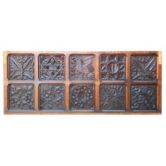 Antique Jacobean Style Carved Oak Panel