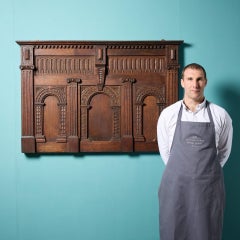 Antique Jacobean Style Decorative Oak Wall Panel