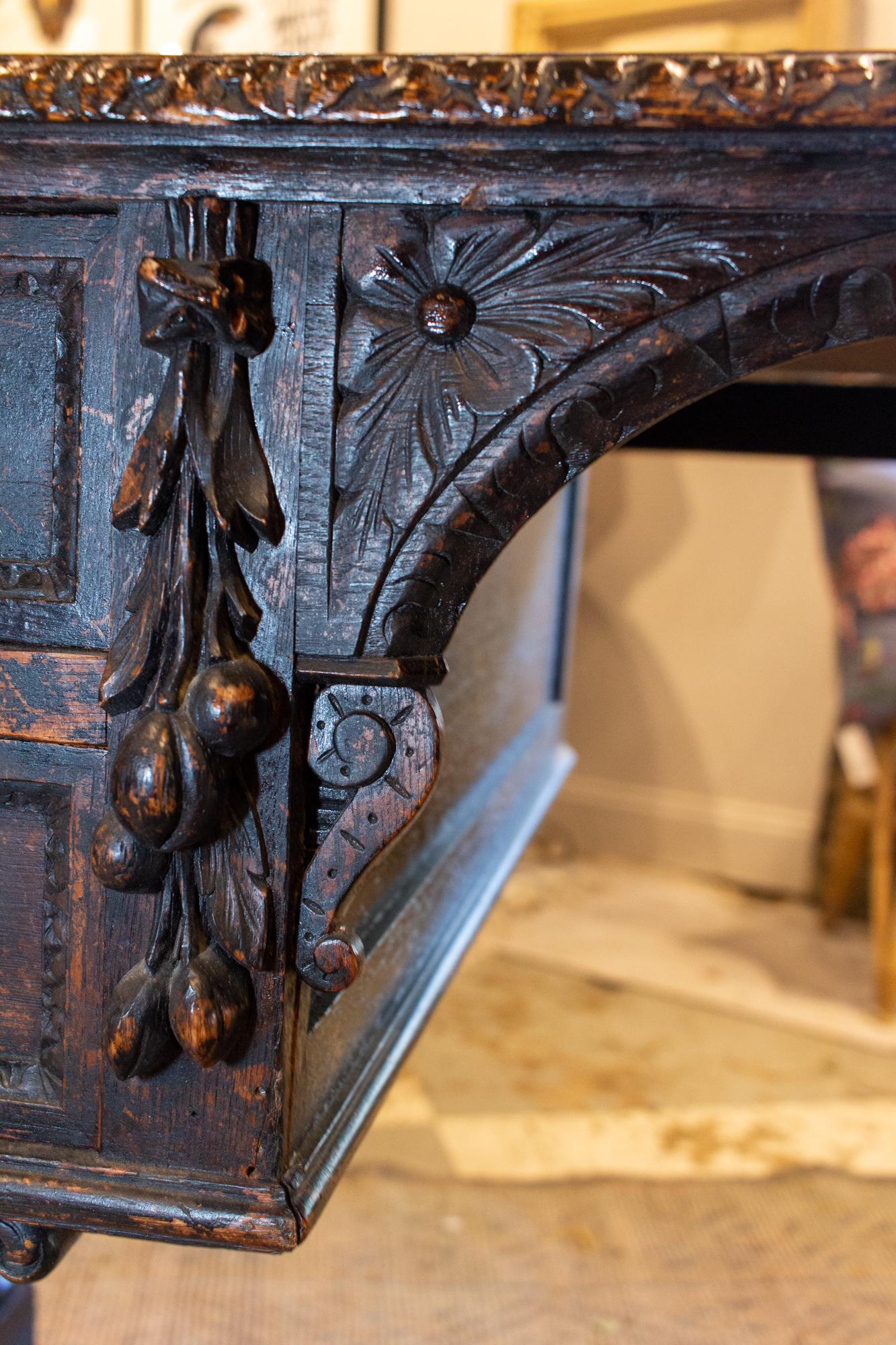 Antique Jacobean Style Ebonized Wood Desk, circa 1870 For Sale 3