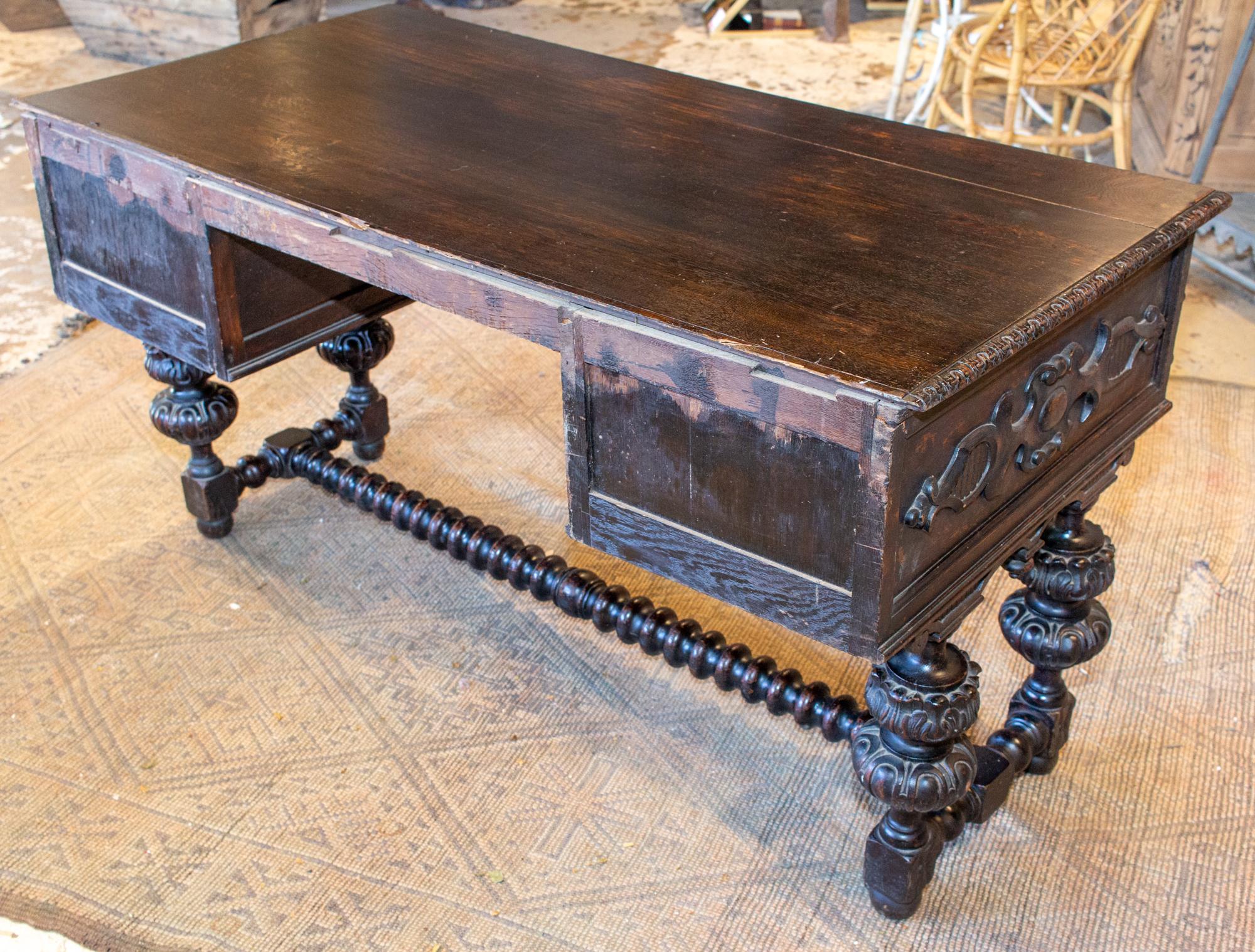 Antique Jacobean Style Ebonized Wood Desk, circa 1870 For Sale 7