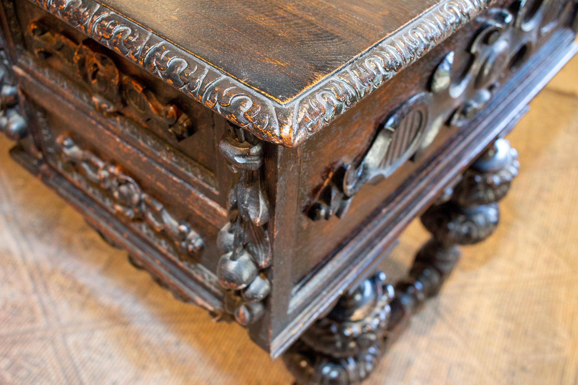 Antique Jacobean Style Ebonized Wood Desk, circa 1870 For Sale 9