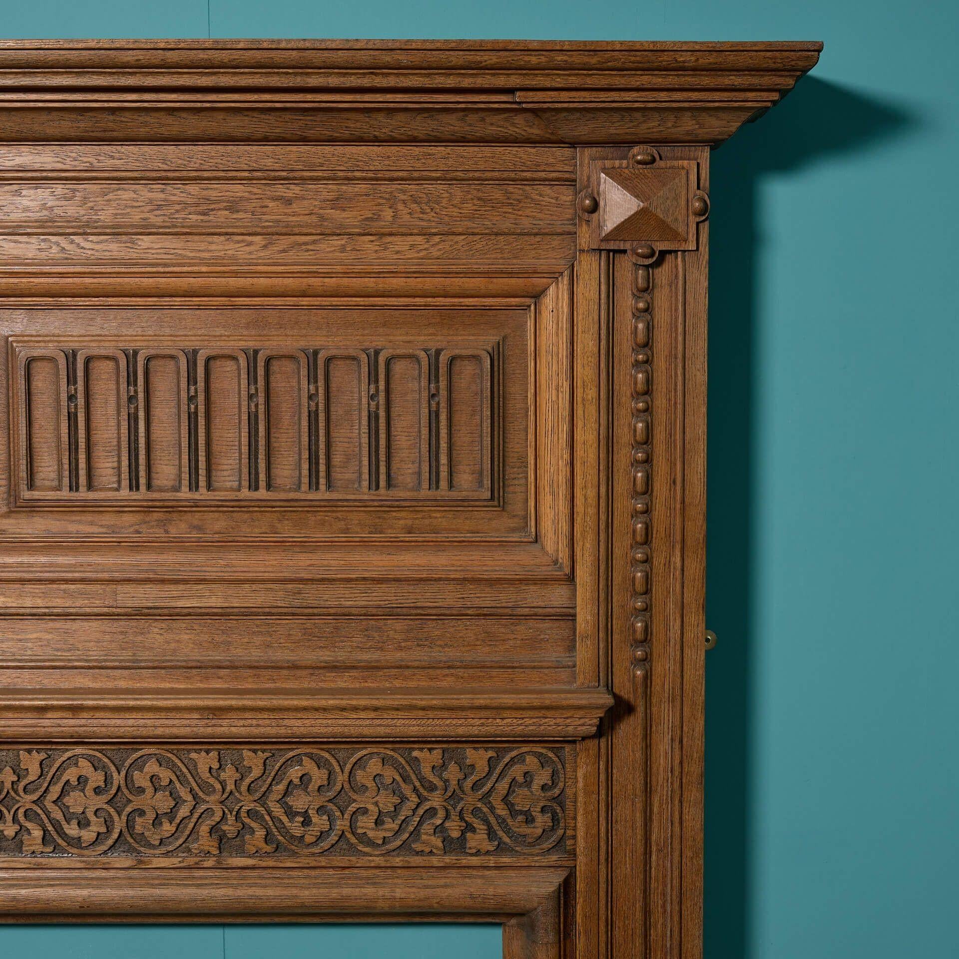 Arts and Crafts Antique Jacobean Style Fire Surround For Sale