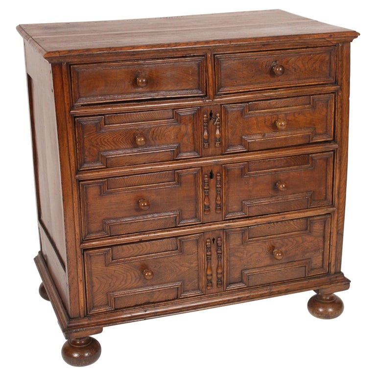 Antique Jacobean Style Oak Chest of Drawers For Sale at 1stDibs