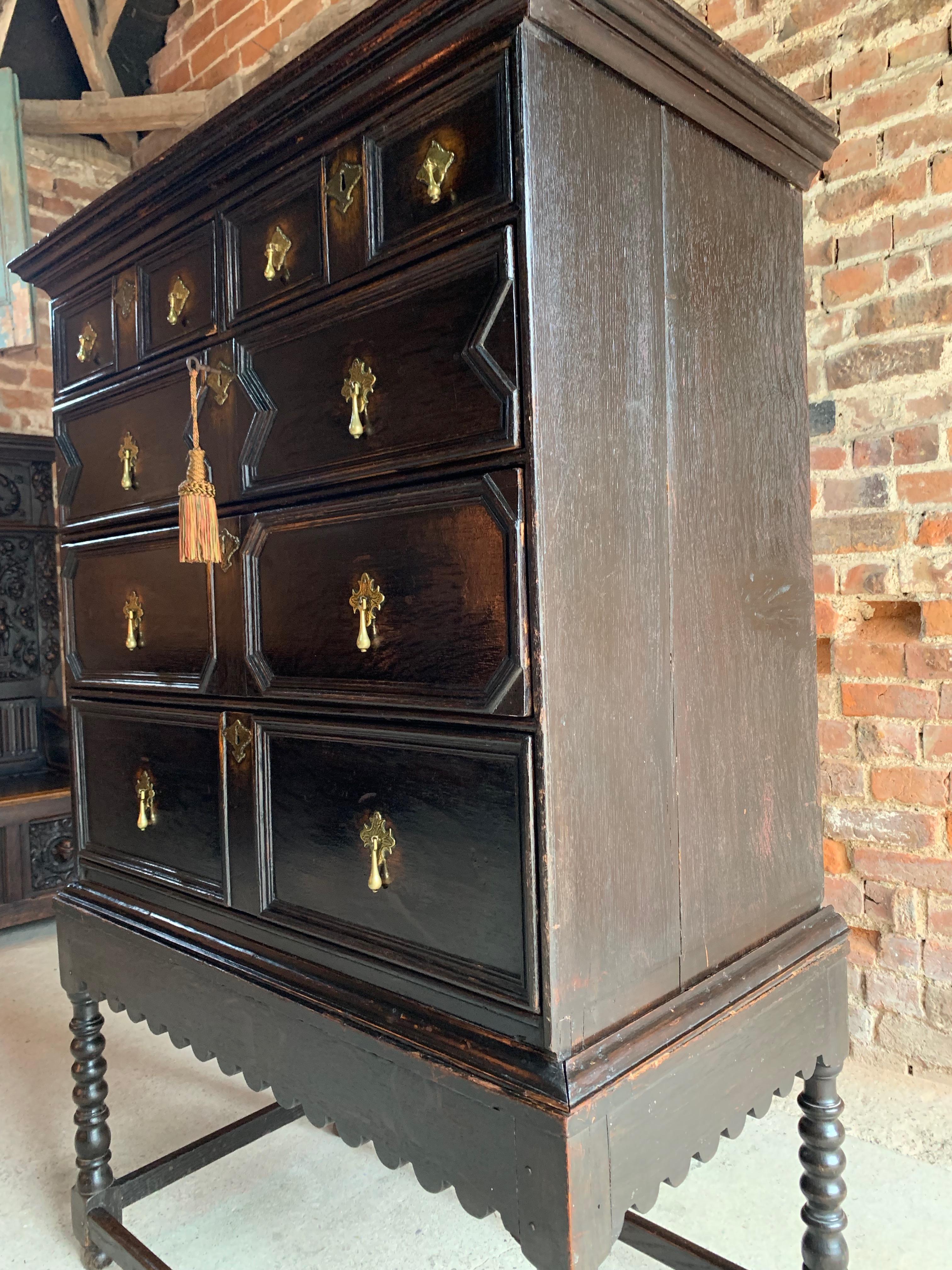 Antique Jacobean Style Oak Chest on Stand 19th Century, circa 1890 2