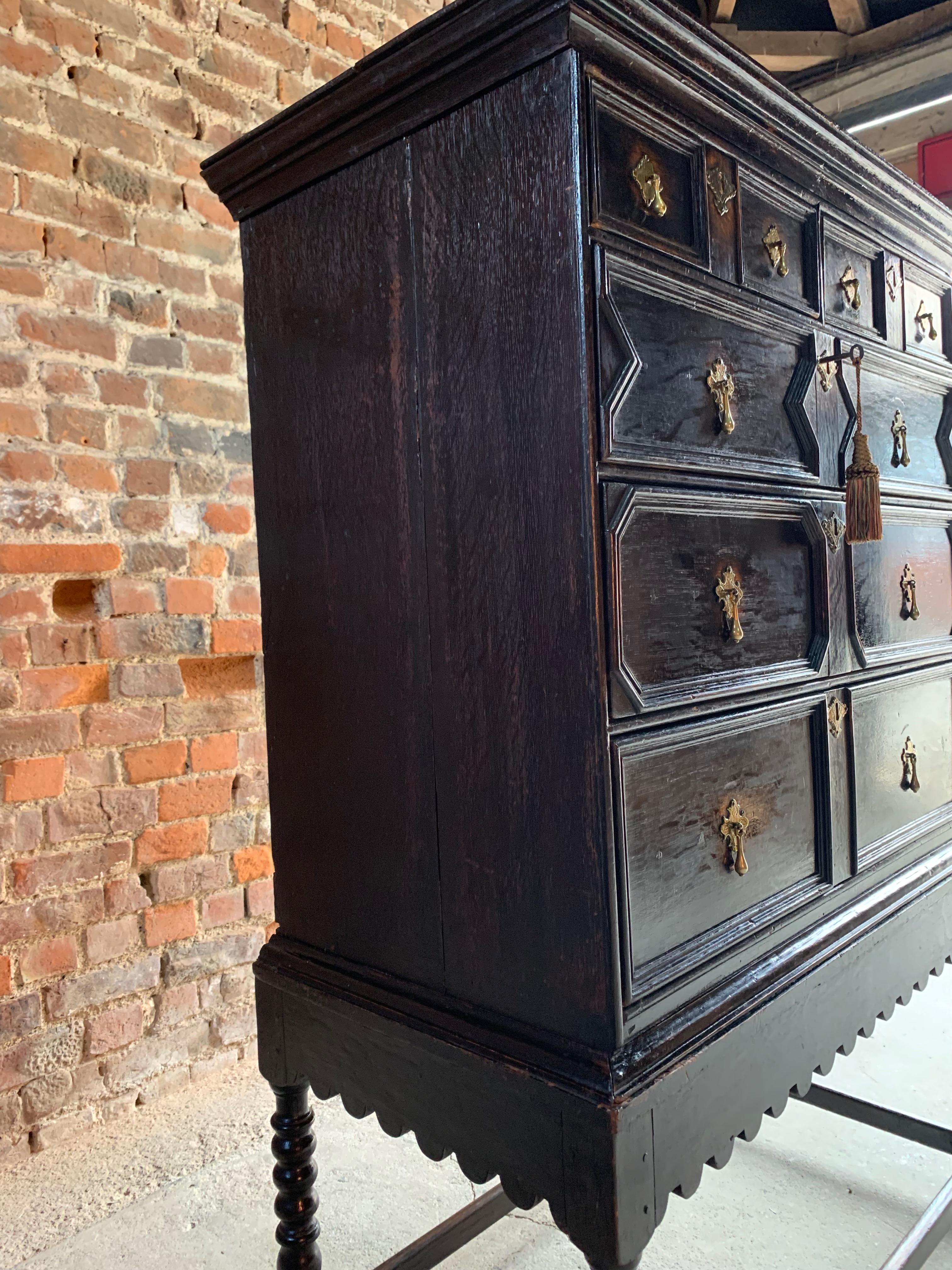 Antique Jacobean Style Oak Chest on Stand 19th Century, circa 1890 3