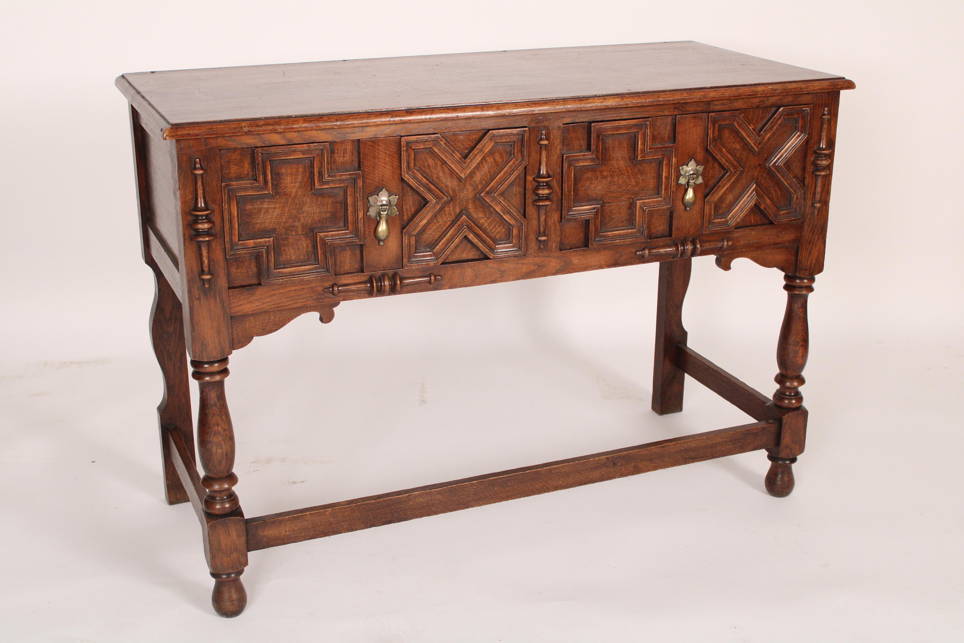 English Antique Jacobean Style Oak Sideboard